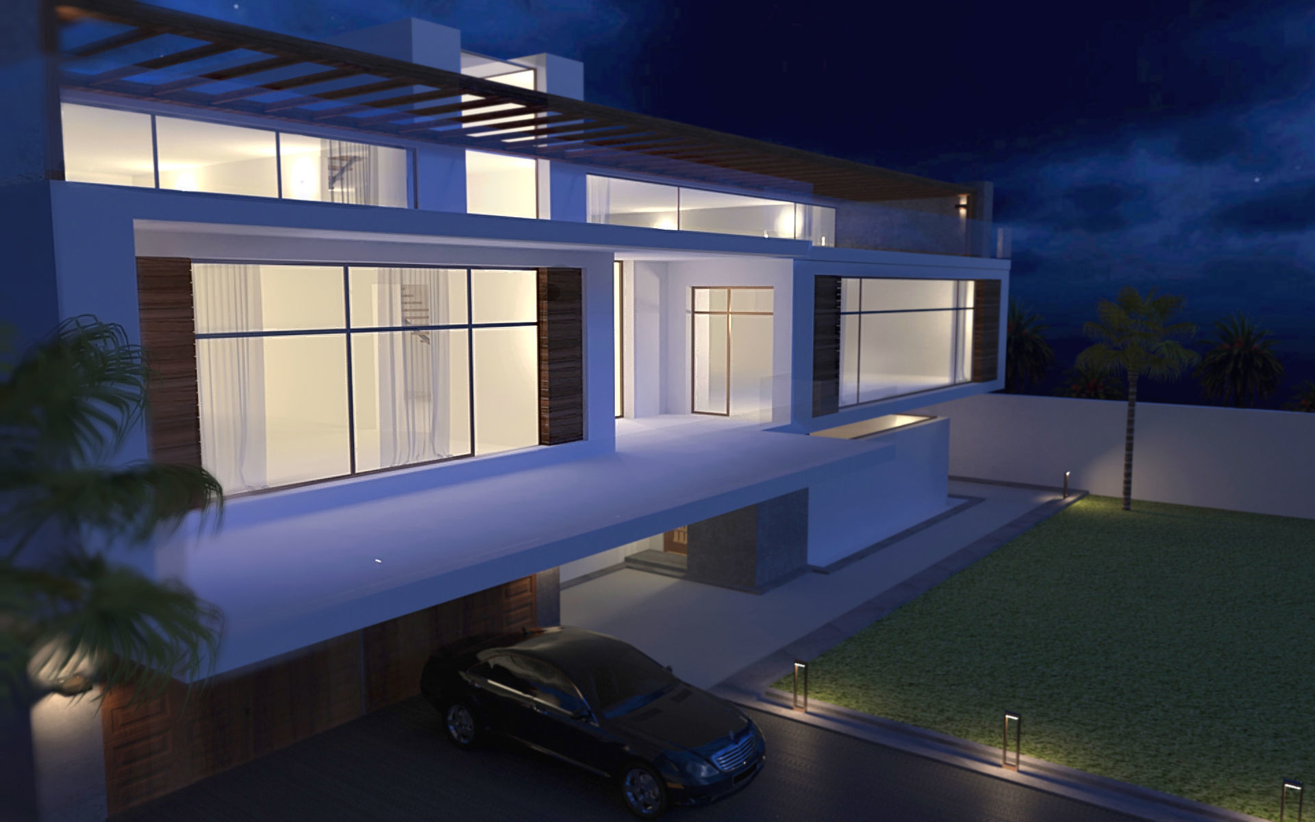 Modern Villa 01 Low-poly 3D model_3