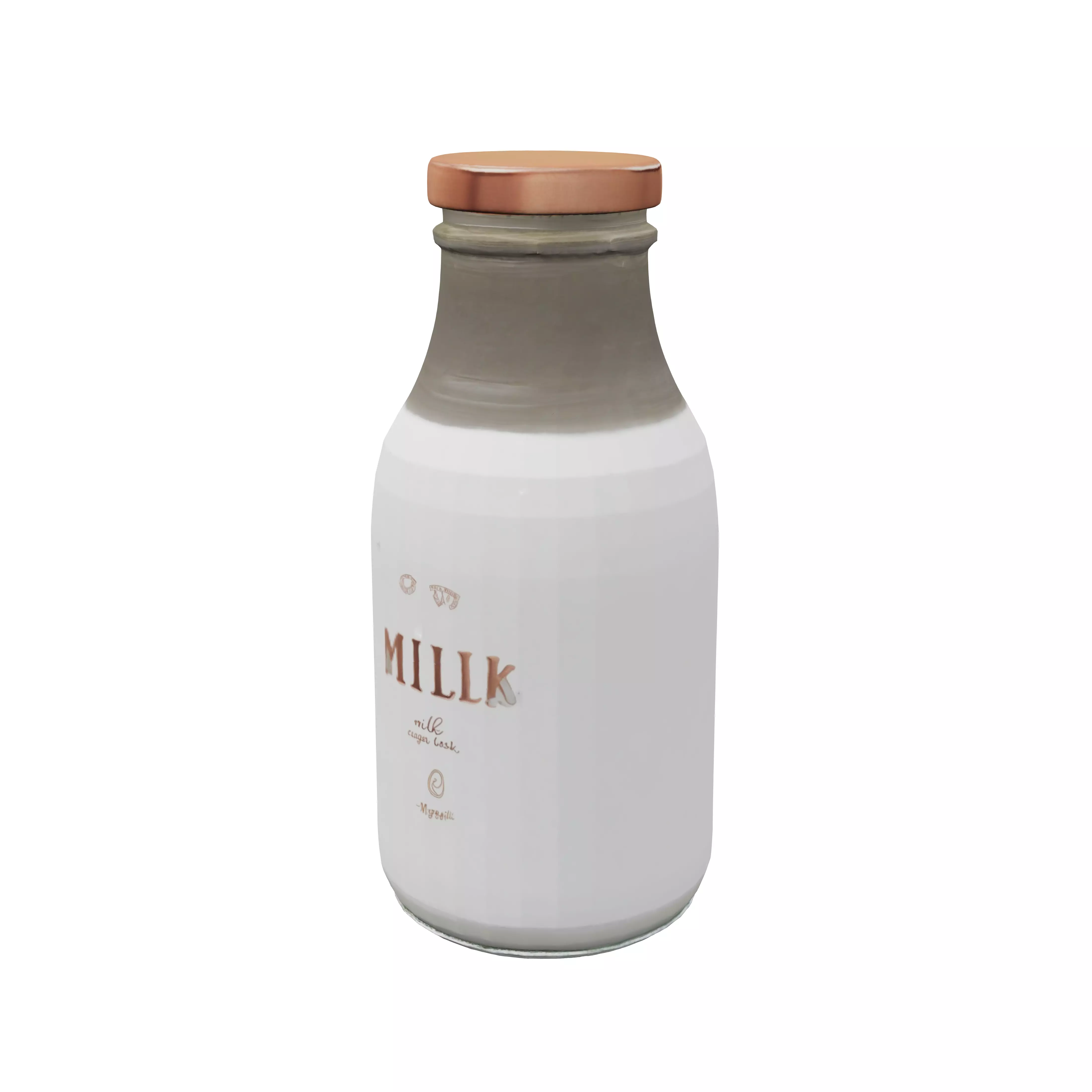 Milk in Glass Bottle 3D model