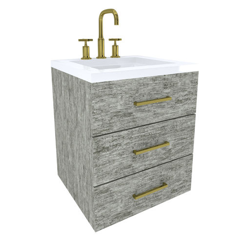 Vanity-005B bathroom vanity with two drawers and gold faucet 3D model