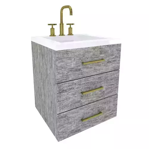 Vanity-005B bathroom vanity with two drawers and gold faucet