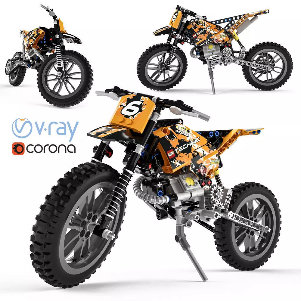 Lego Technic Moto Cross Bike 3D model_0