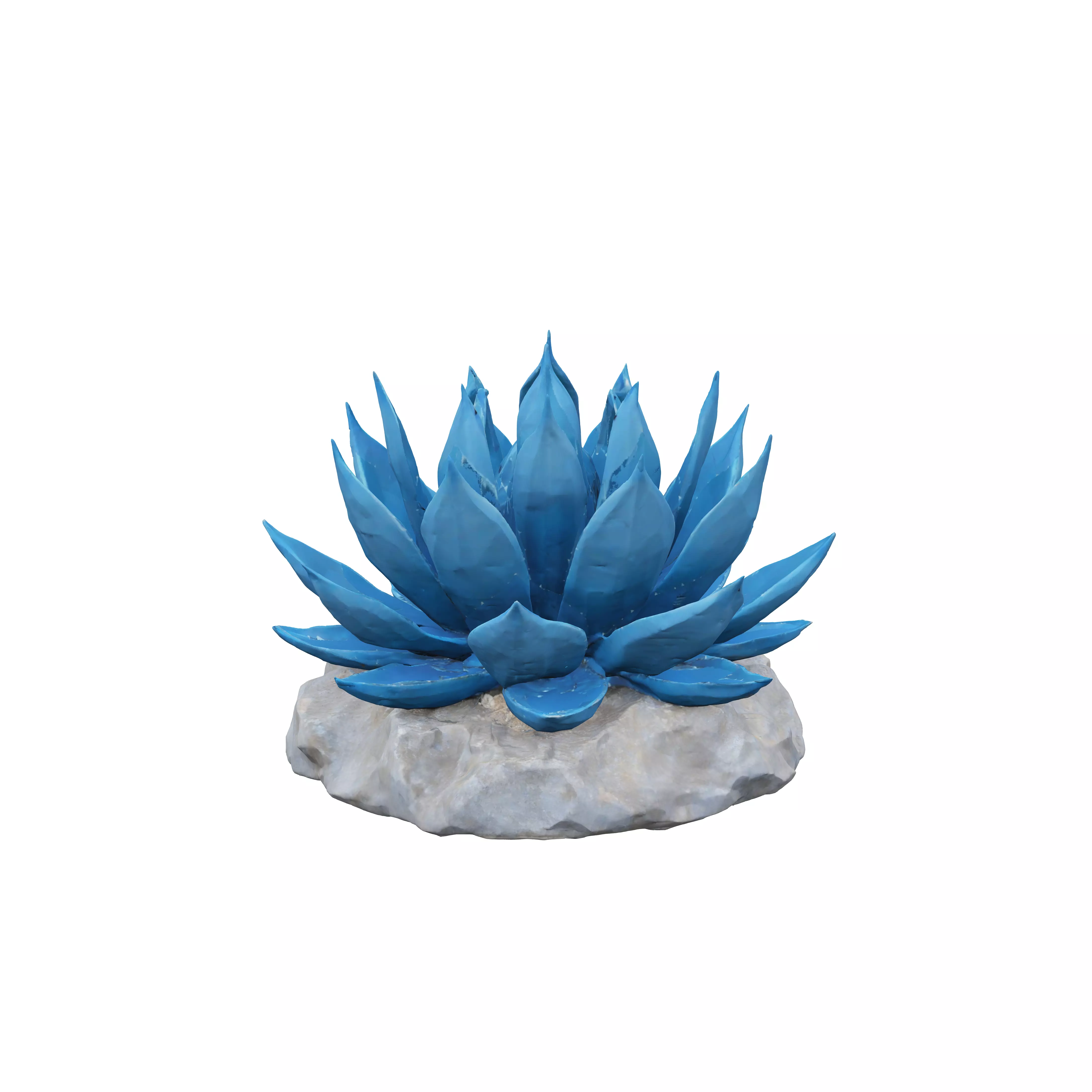 spiky crystallized blue agave on a rocky but flat base 3D model
