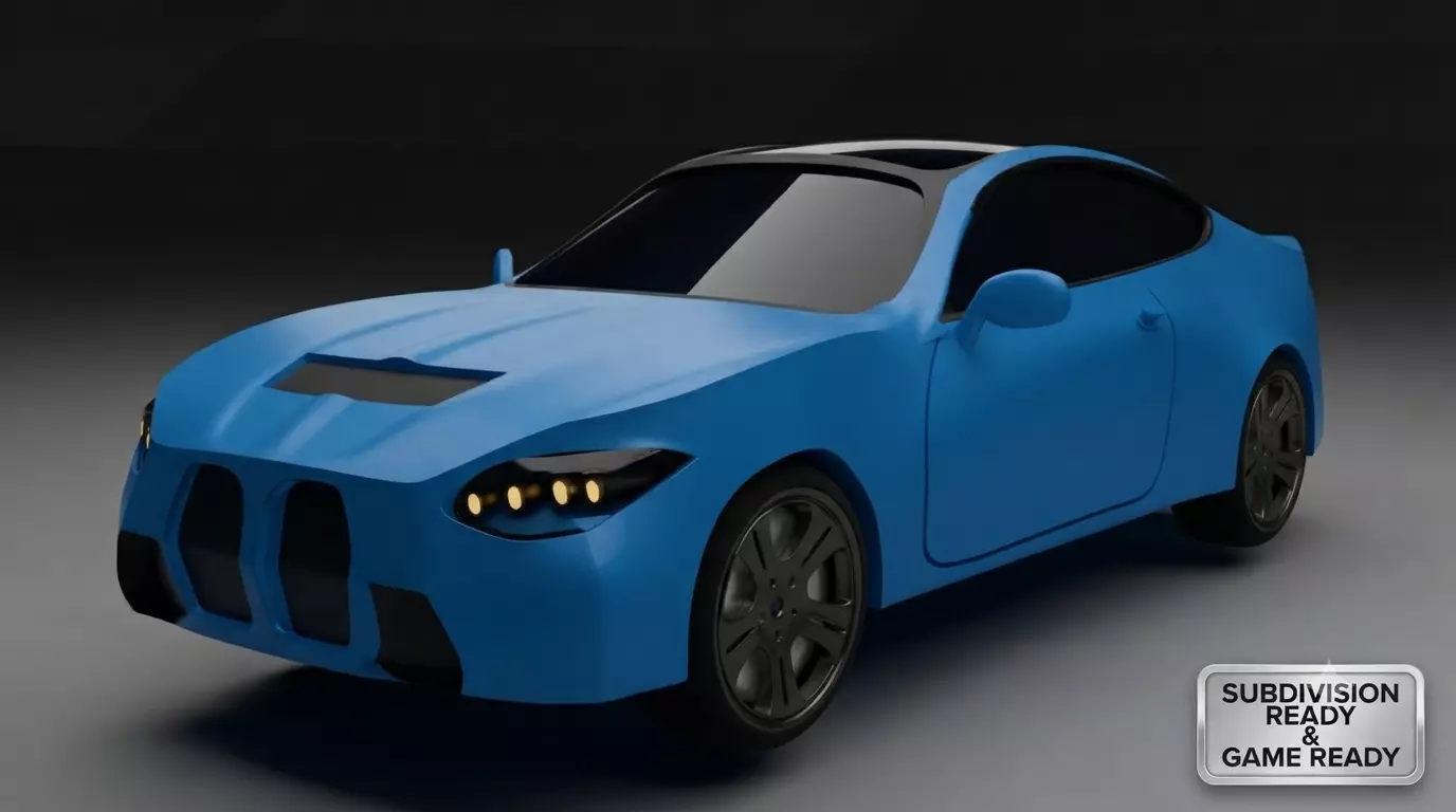 Low Poly Sports Car Game Ready Vehicle FBX OBJ STL Low-poly 3D model