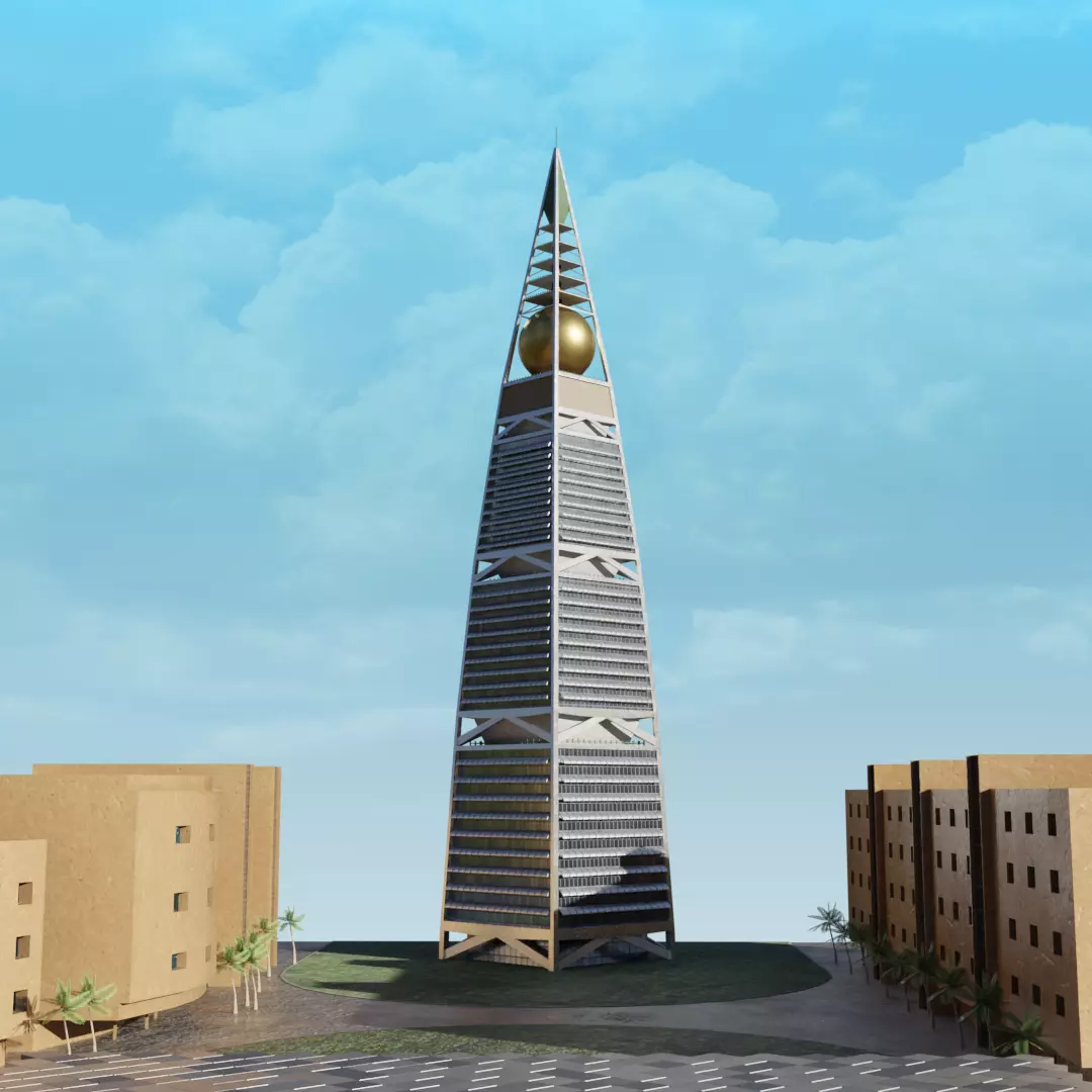 Al Faisaliah Tower Riyadh Low Poly 3D Model Low-poly 3D model