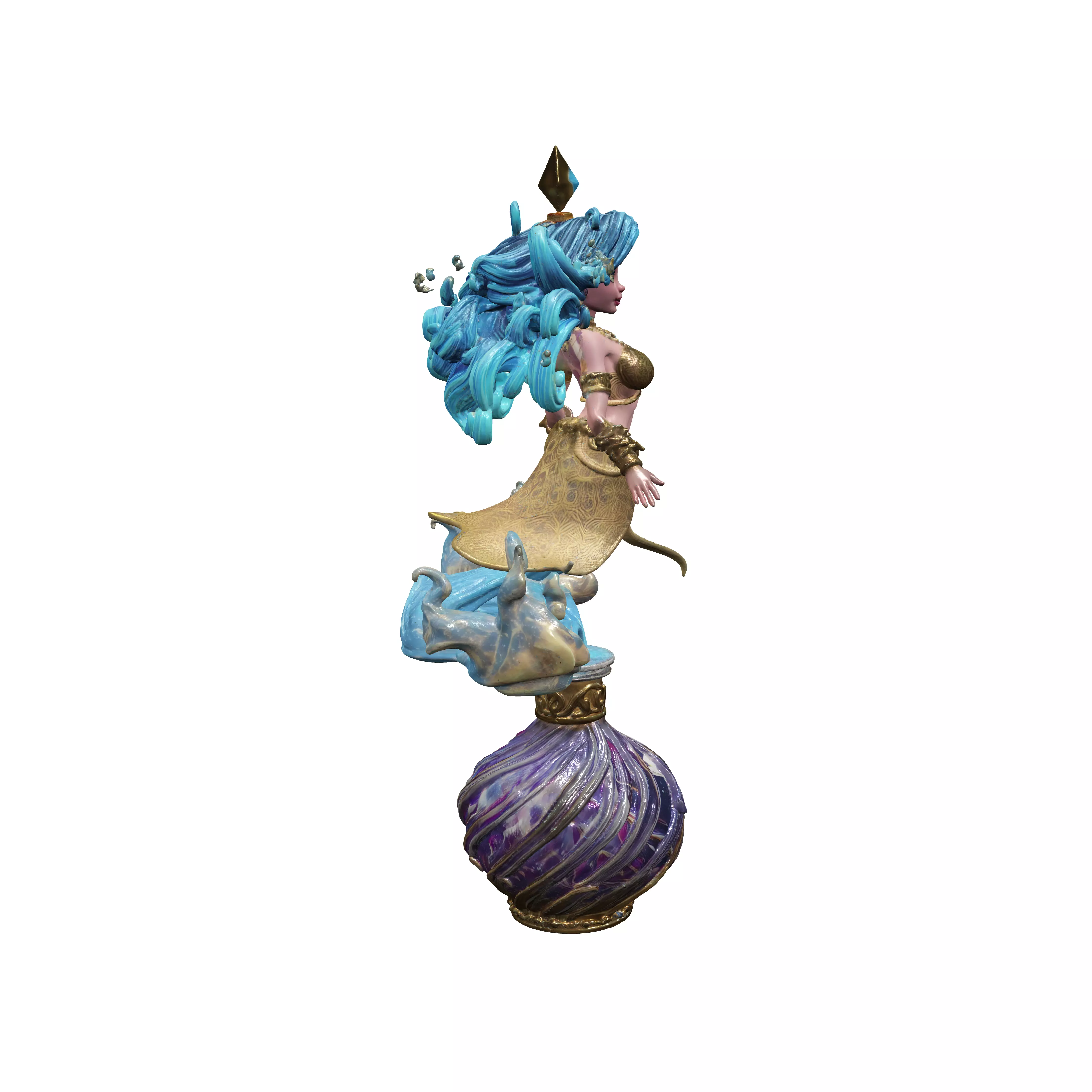 Female Genie in a bottle 3D model