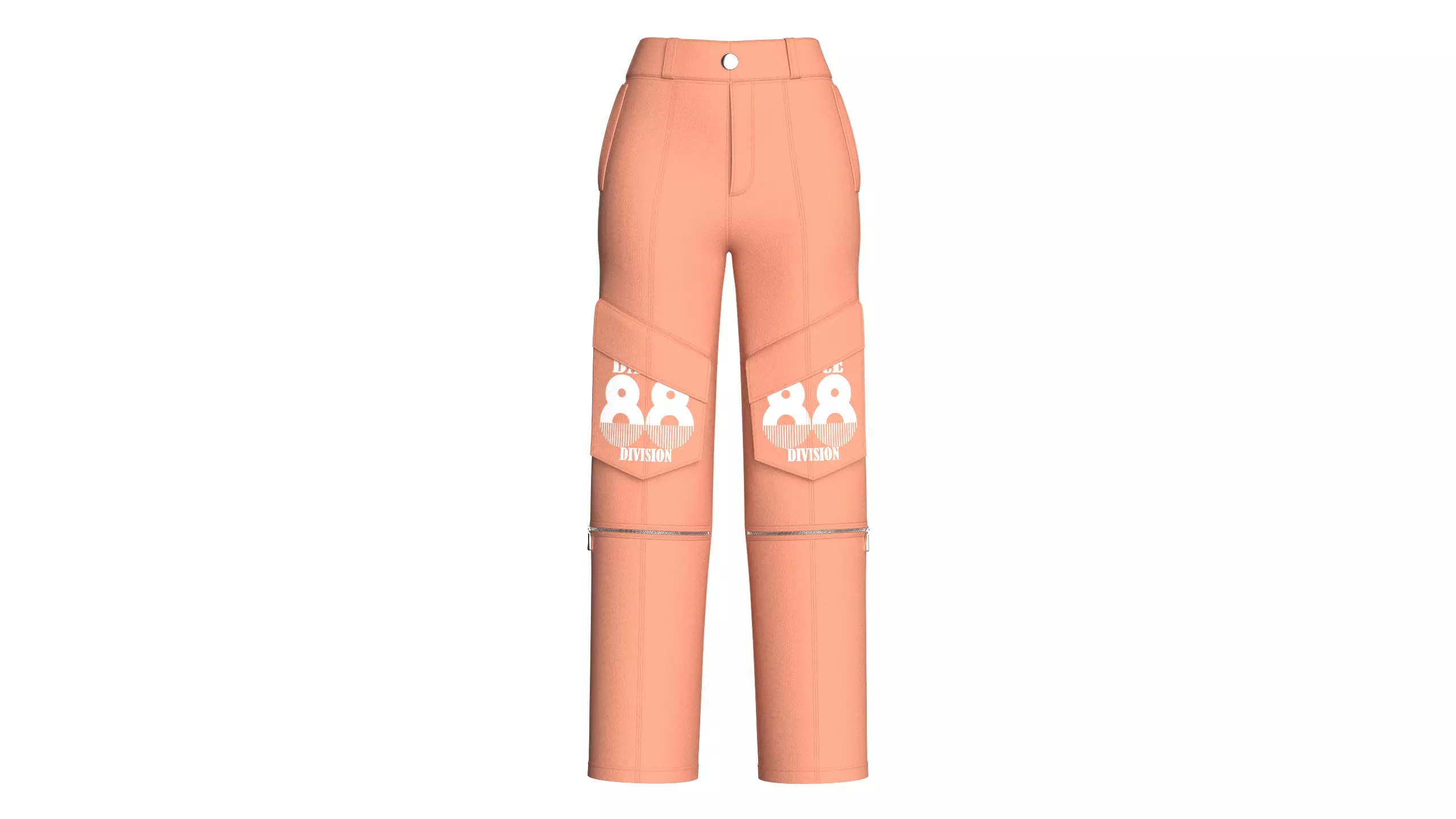 Girls Zip-Off Cargo Pant With Printed Pocket 3D model