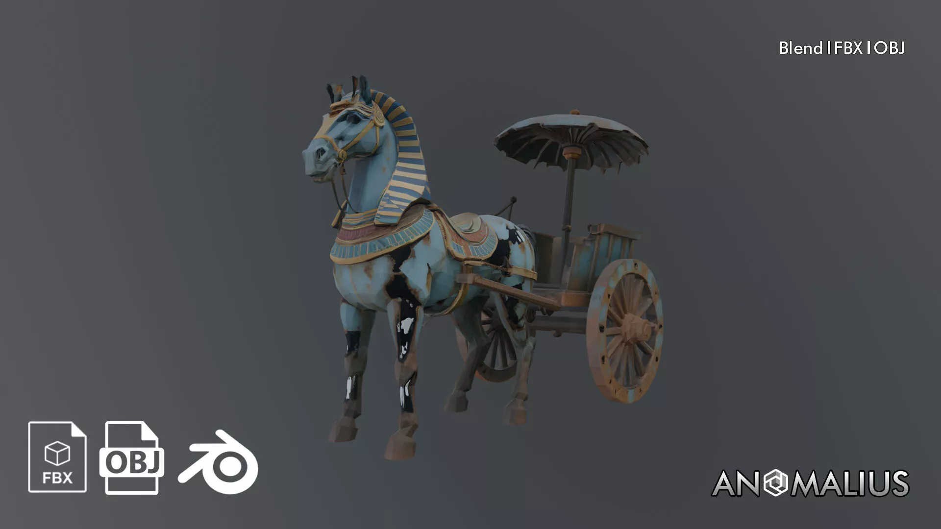 rusty ancient chariot automaton 3D model