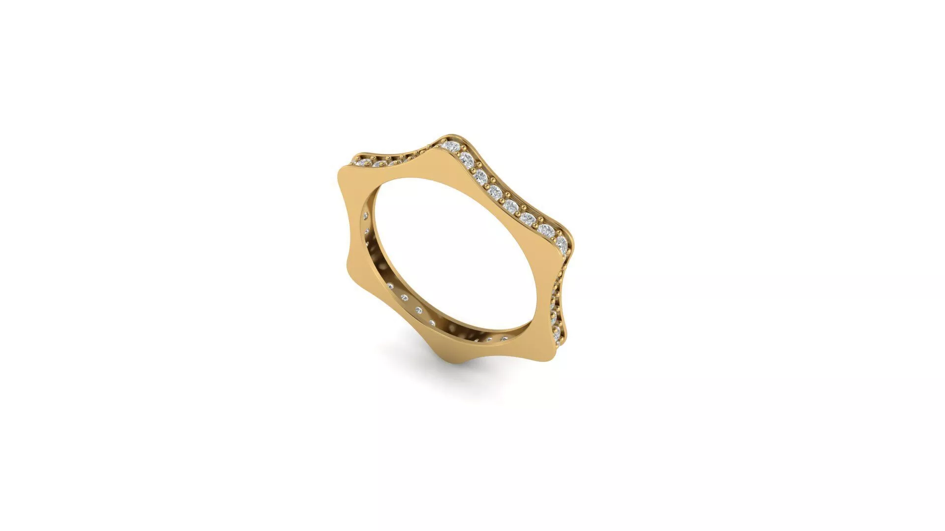 Modern Wavy Diamond Ring 3D Model Free 3D print model