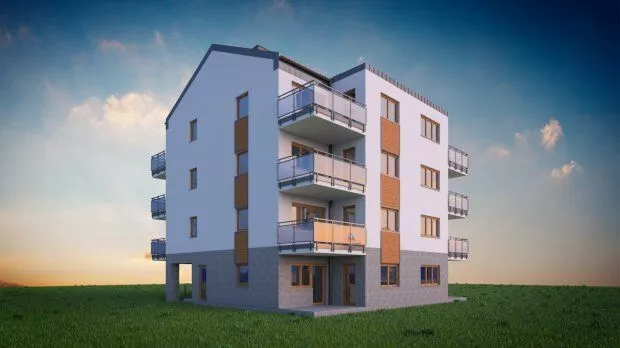 Modern 4 Story Residential Apartment Building 3D Model 3D model