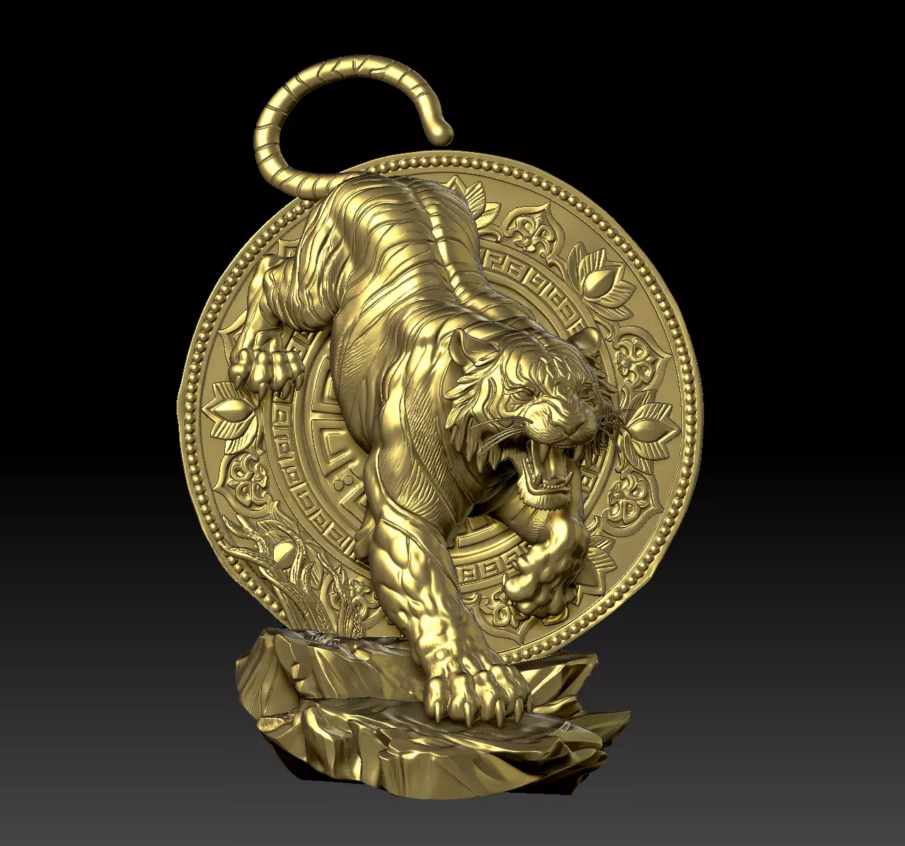 Fierce Prowling Tiger Medallion 3D Model 3D print model