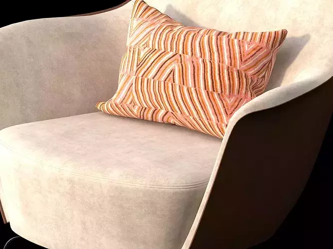 Modern Lounge Chairs Set With Side Table  3D model 3