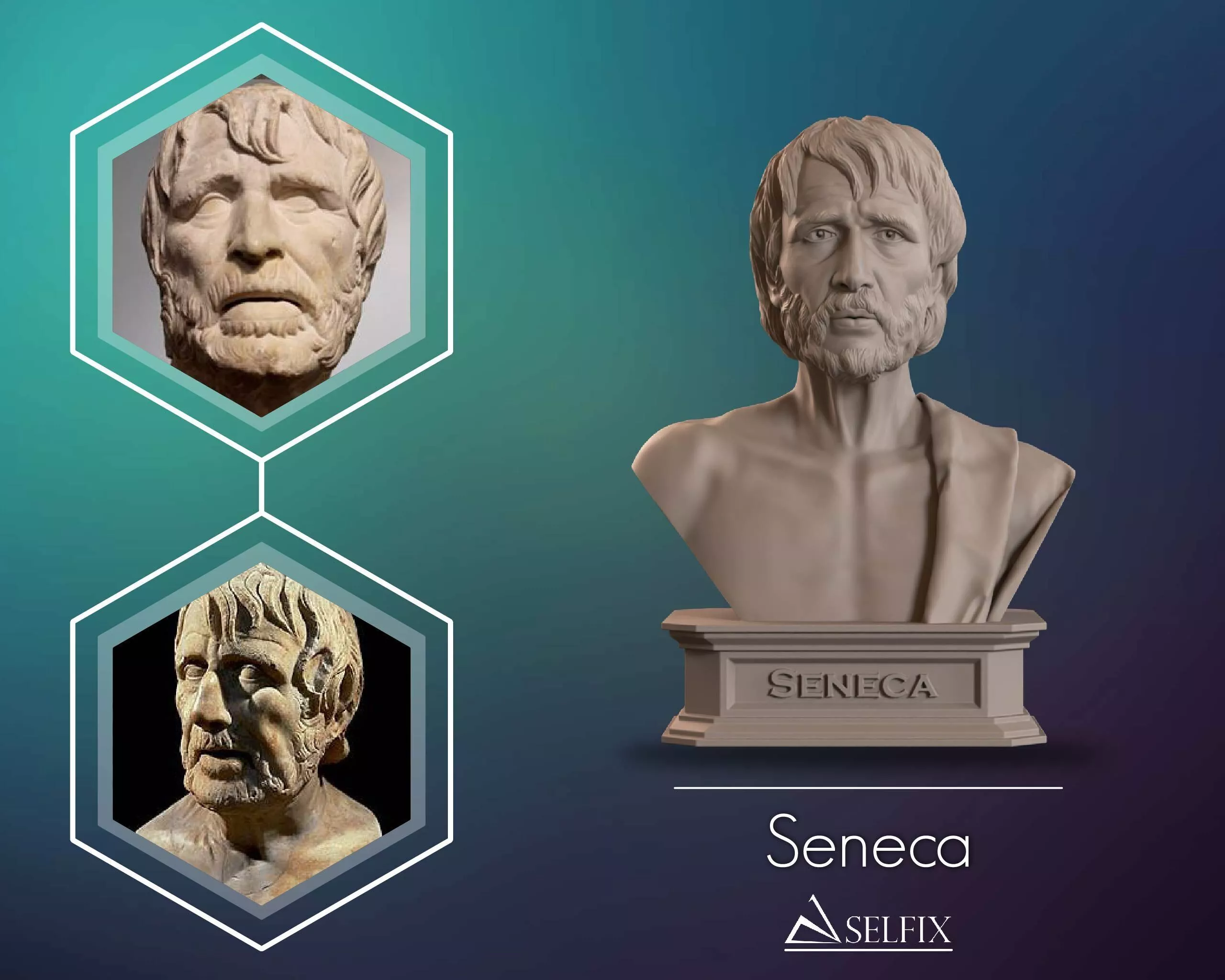 Seneca Bust Sculpture 3D print model