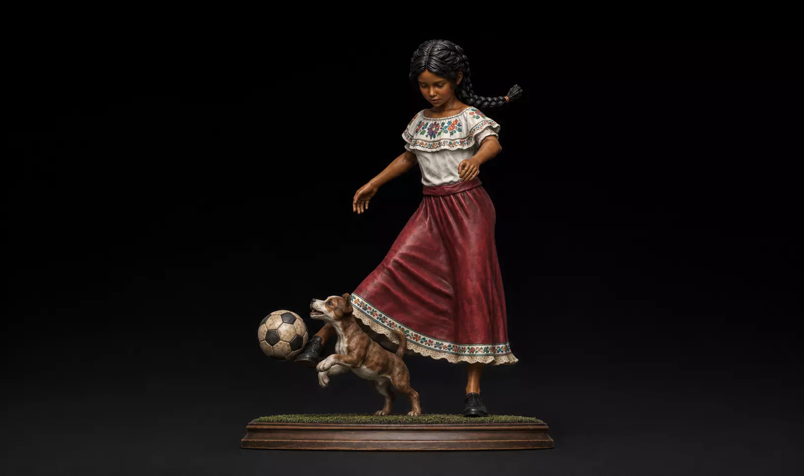 children playing soccer with puppy 3D print model