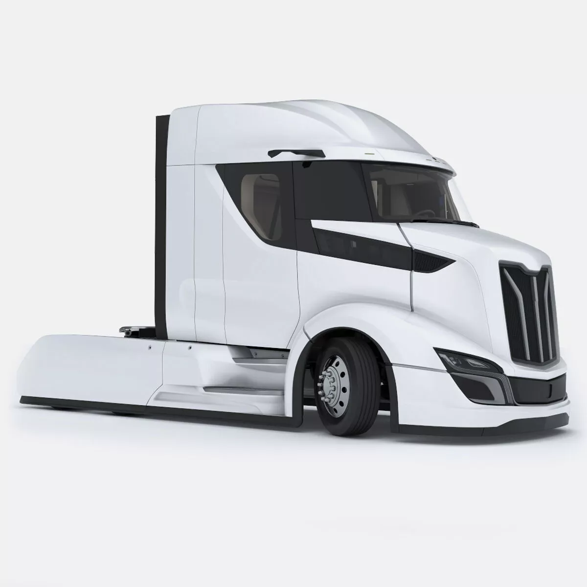 Streamlined Semi Truck White Rigged 3D model