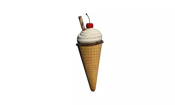 Modern Vanilla Ice Cream Cone 3D Asset 3D model 5