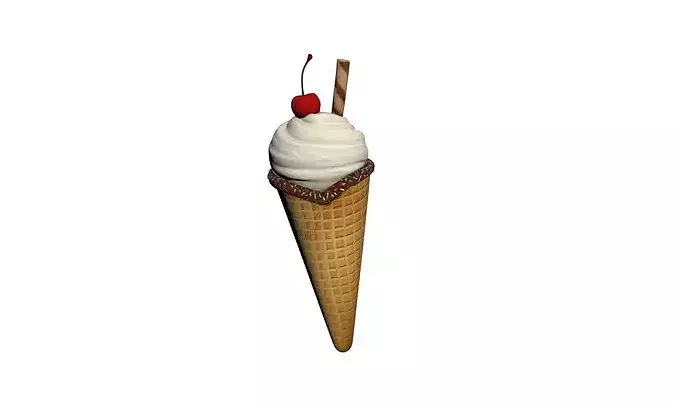 Modern Vanilla Ice Cream Cone 3D Asset 3D model 3