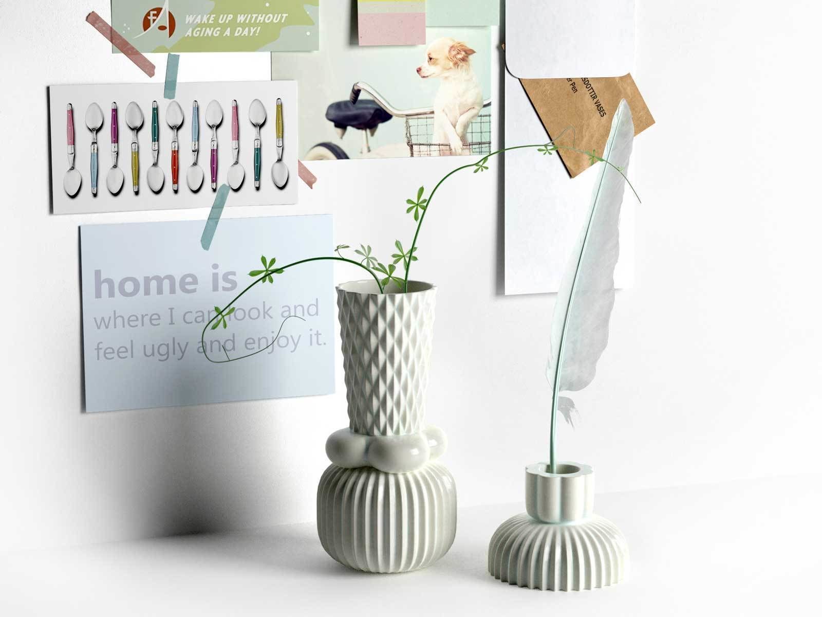 Moodboard with Finnsdottir Vases and Hay Feather Pen 3D model_1
