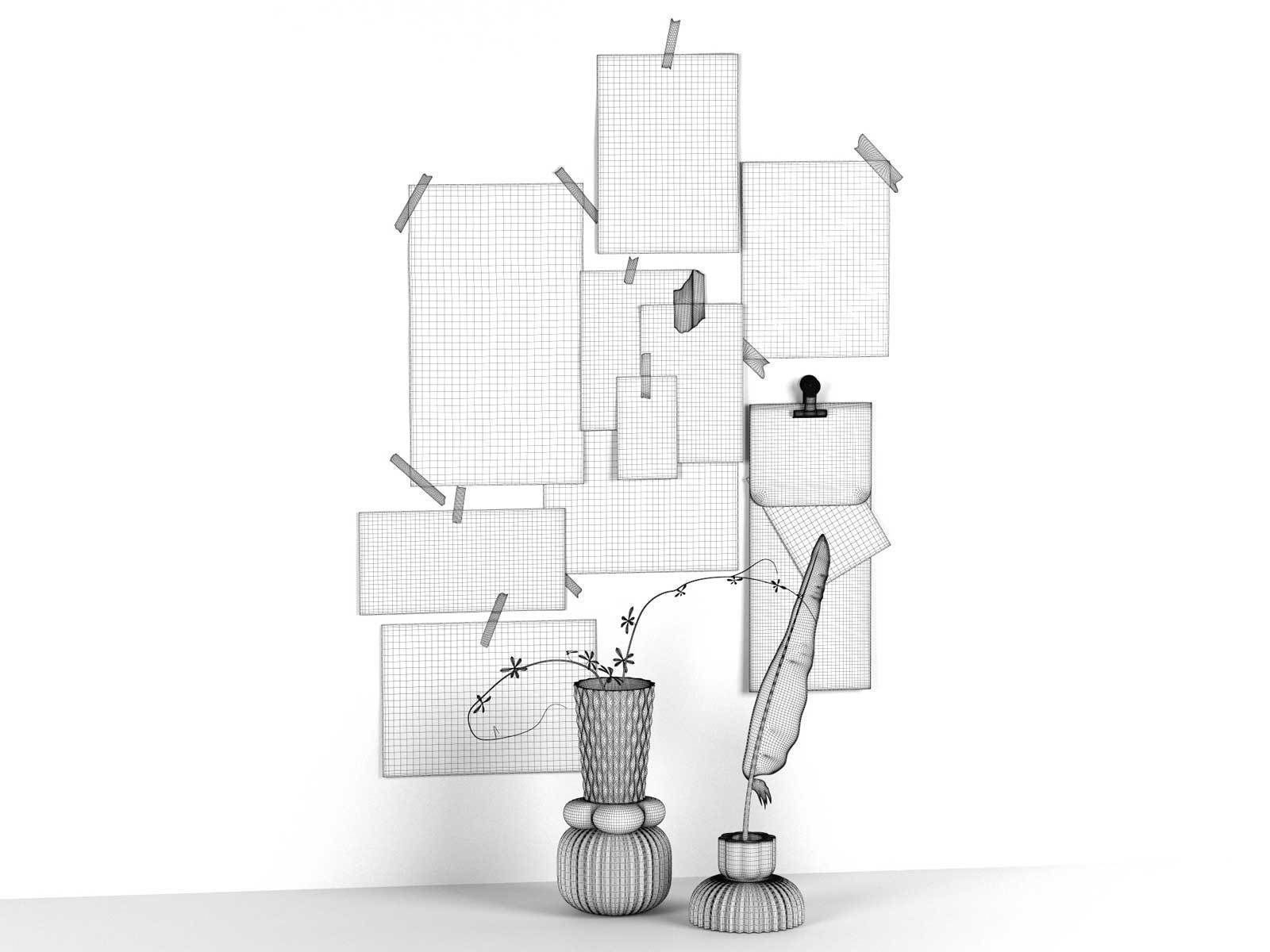 Moodboard with Finnsdottir Vases and Hay Feather Pen 3D model_2