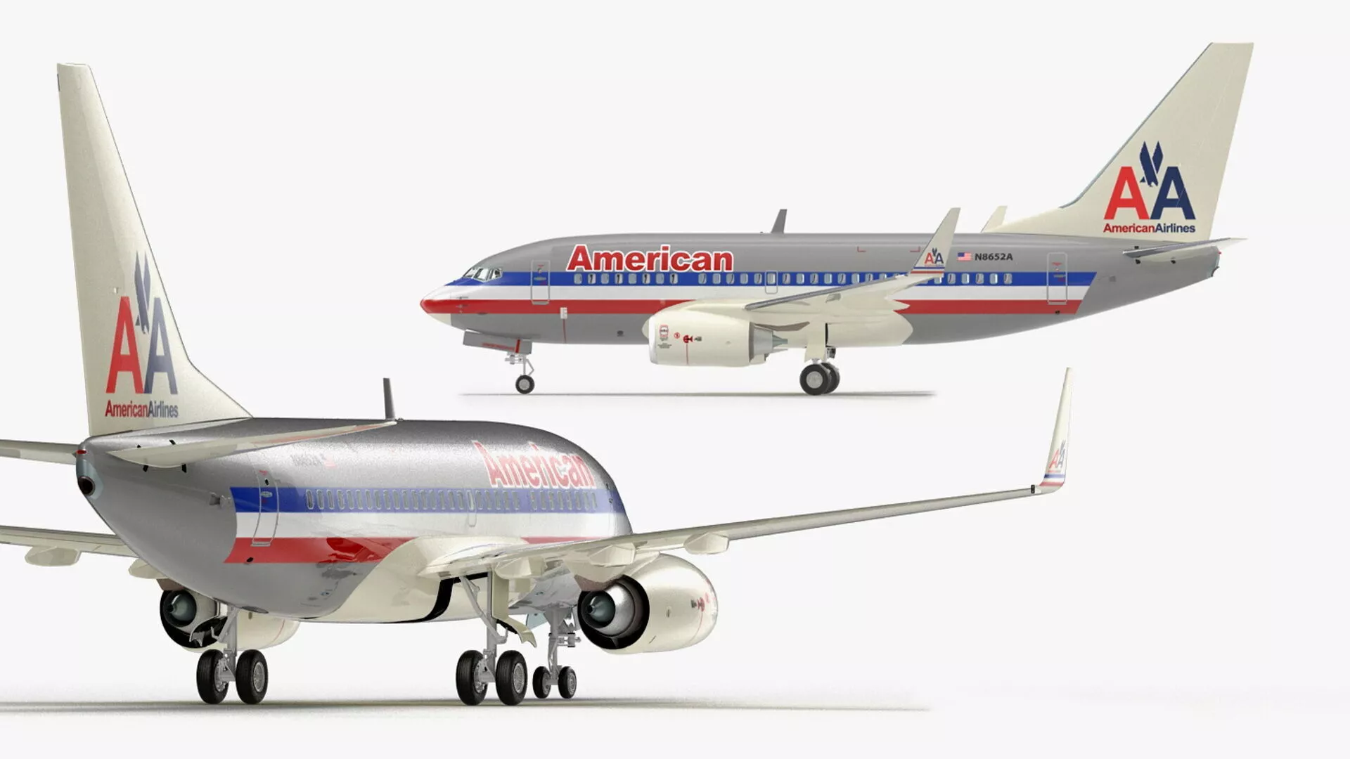 American Airlines Boeing 737-600 with Interior Rigged 3D model