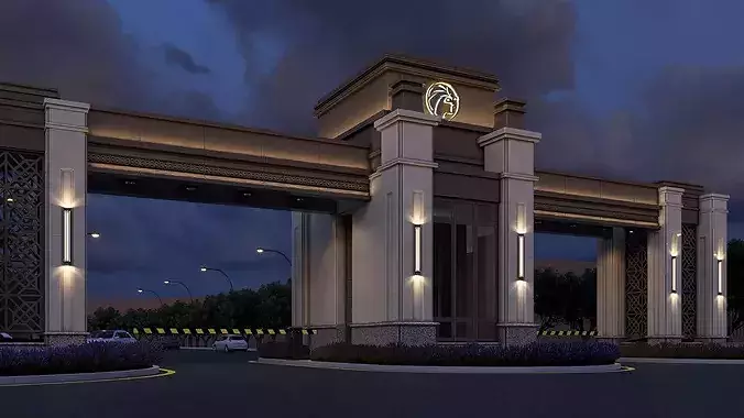Luxury NeoClassical Compound Gate SketchUp and Lumion Scene 3D model 7