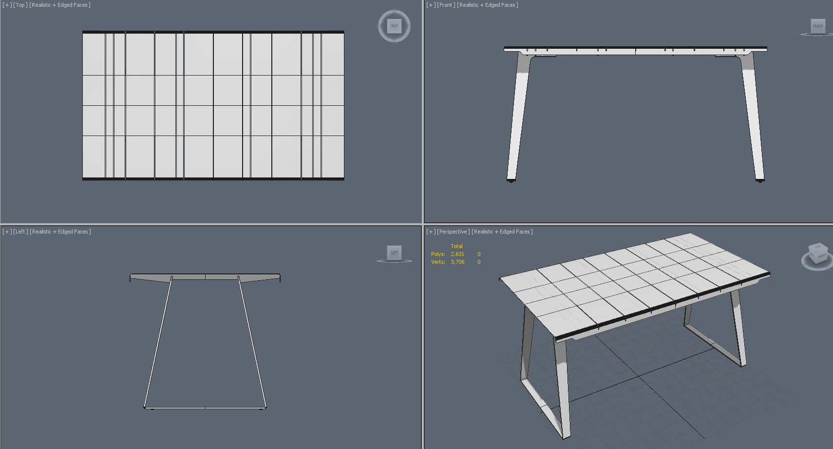 Copenhagen dining table Cane-line design by Strand and Hvass Low-poly 3D model_1