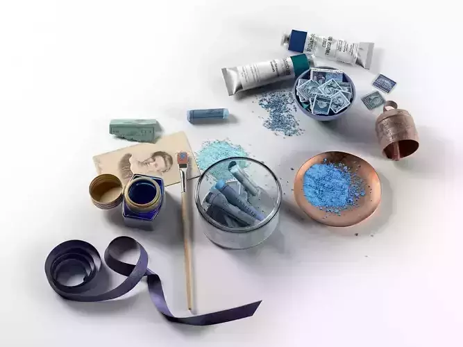 Blue Painting Workplace Composition 3D model