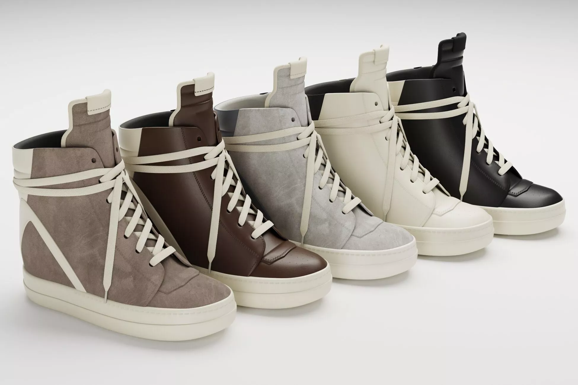 Collection of fahion laces geobasket sneakers Low-poly 3D model