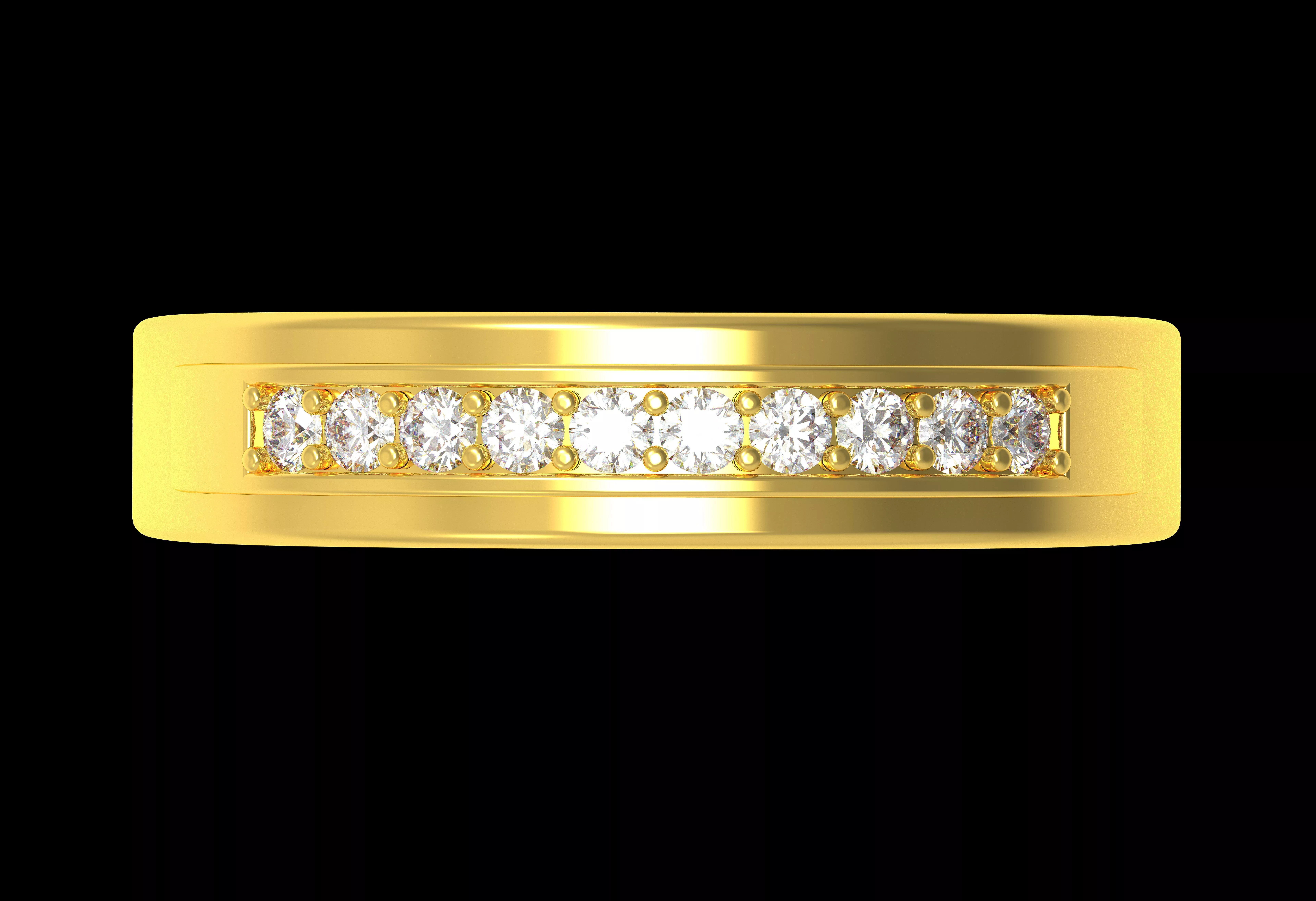 Natural Diamond Fiuted Mens Wedding Band 3D print model