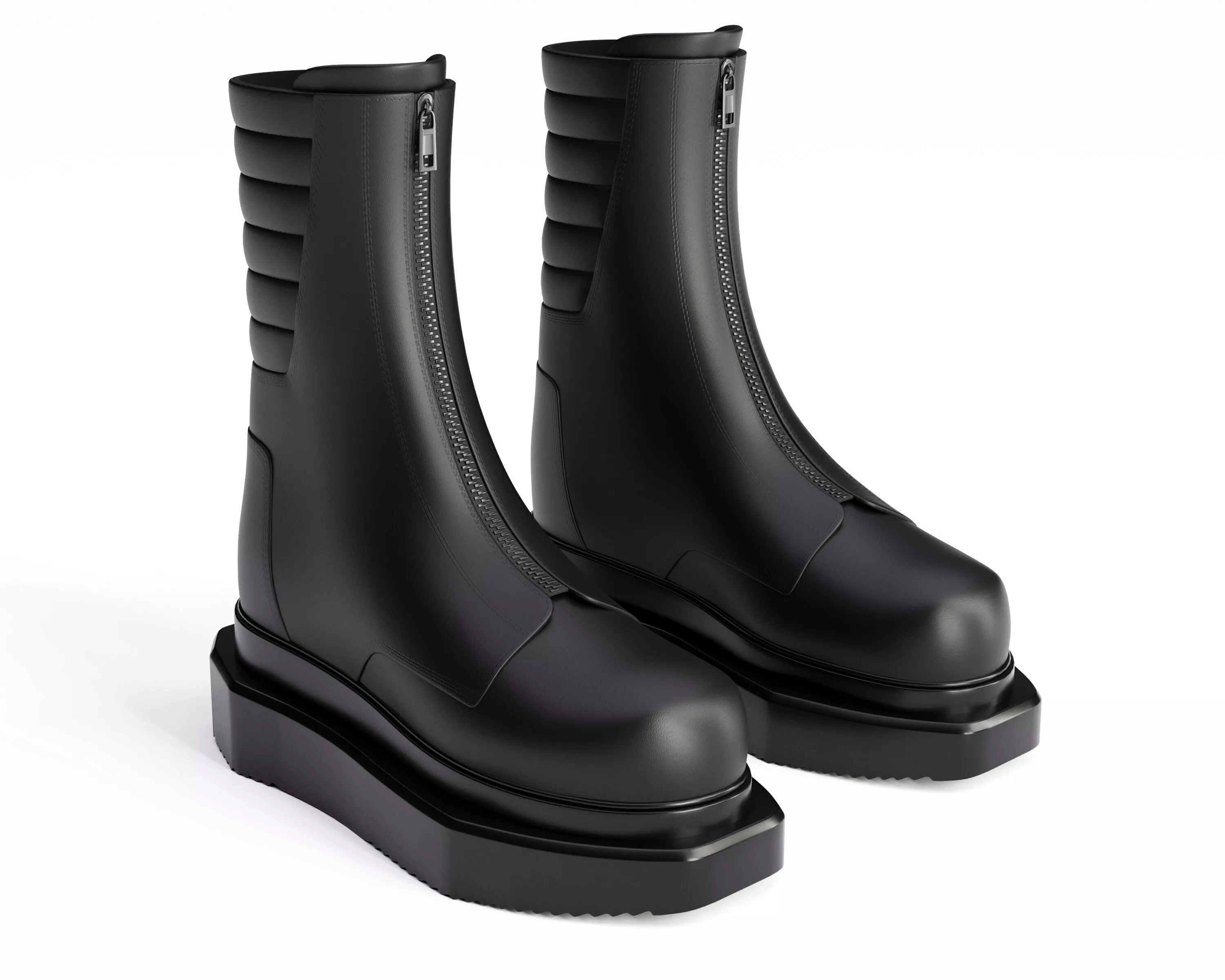 Leather moto cyclops zipper boots Low-poly 3D model