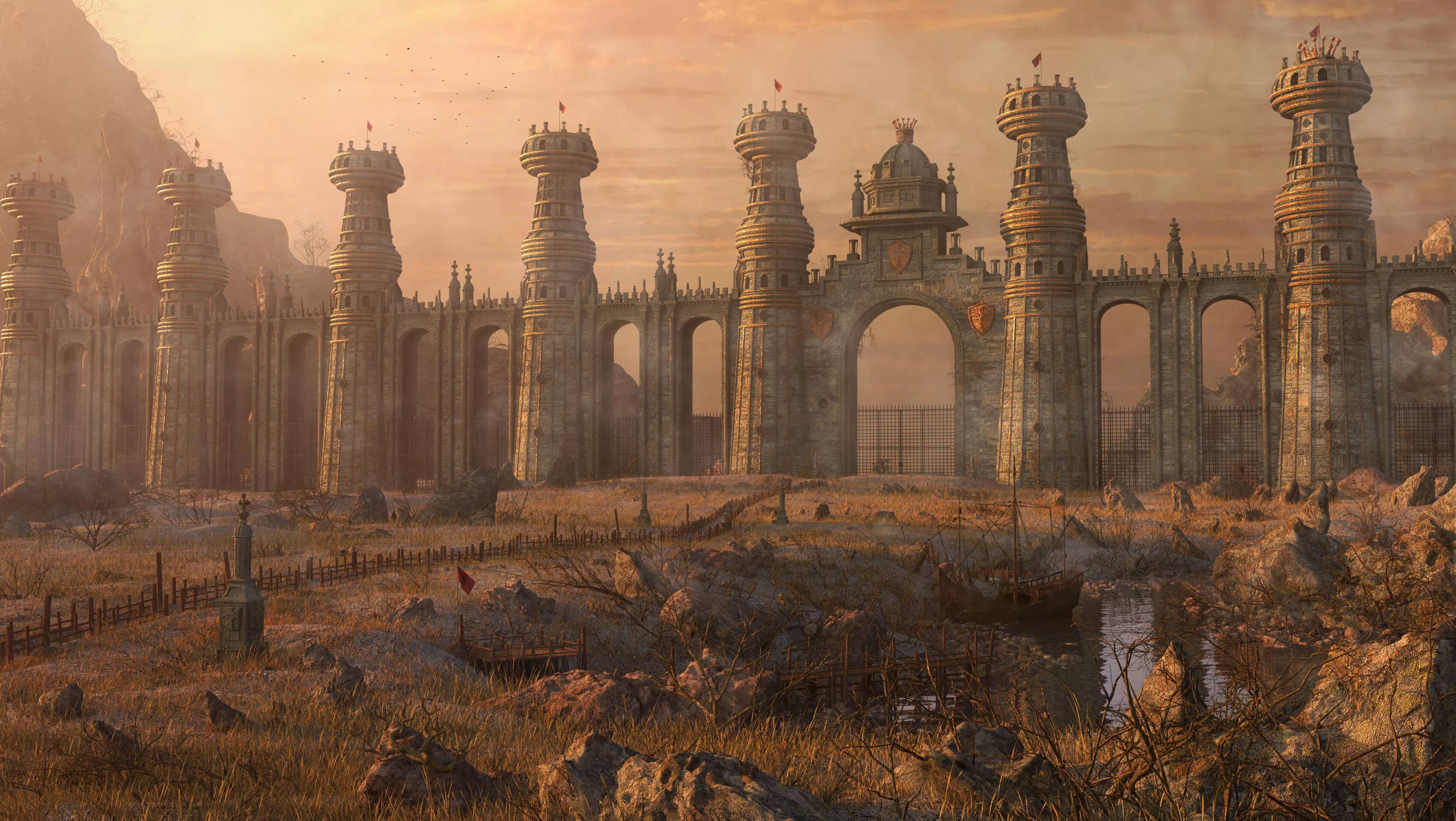 Fantasy Ancient Wall Gate 3D model