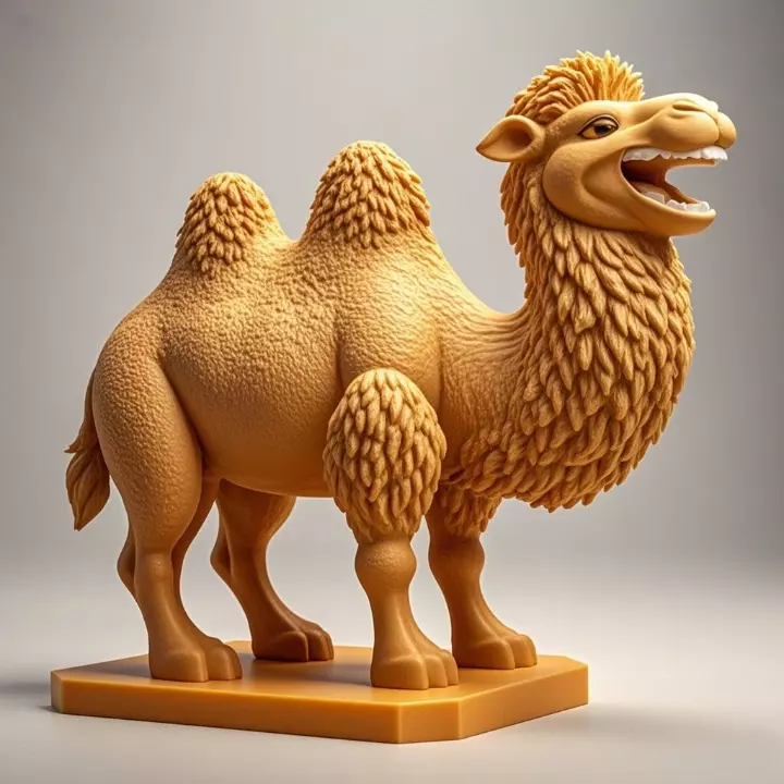 4443 Laughing Camel 3D Printed Full Figure Statue STL DND 3D print model
