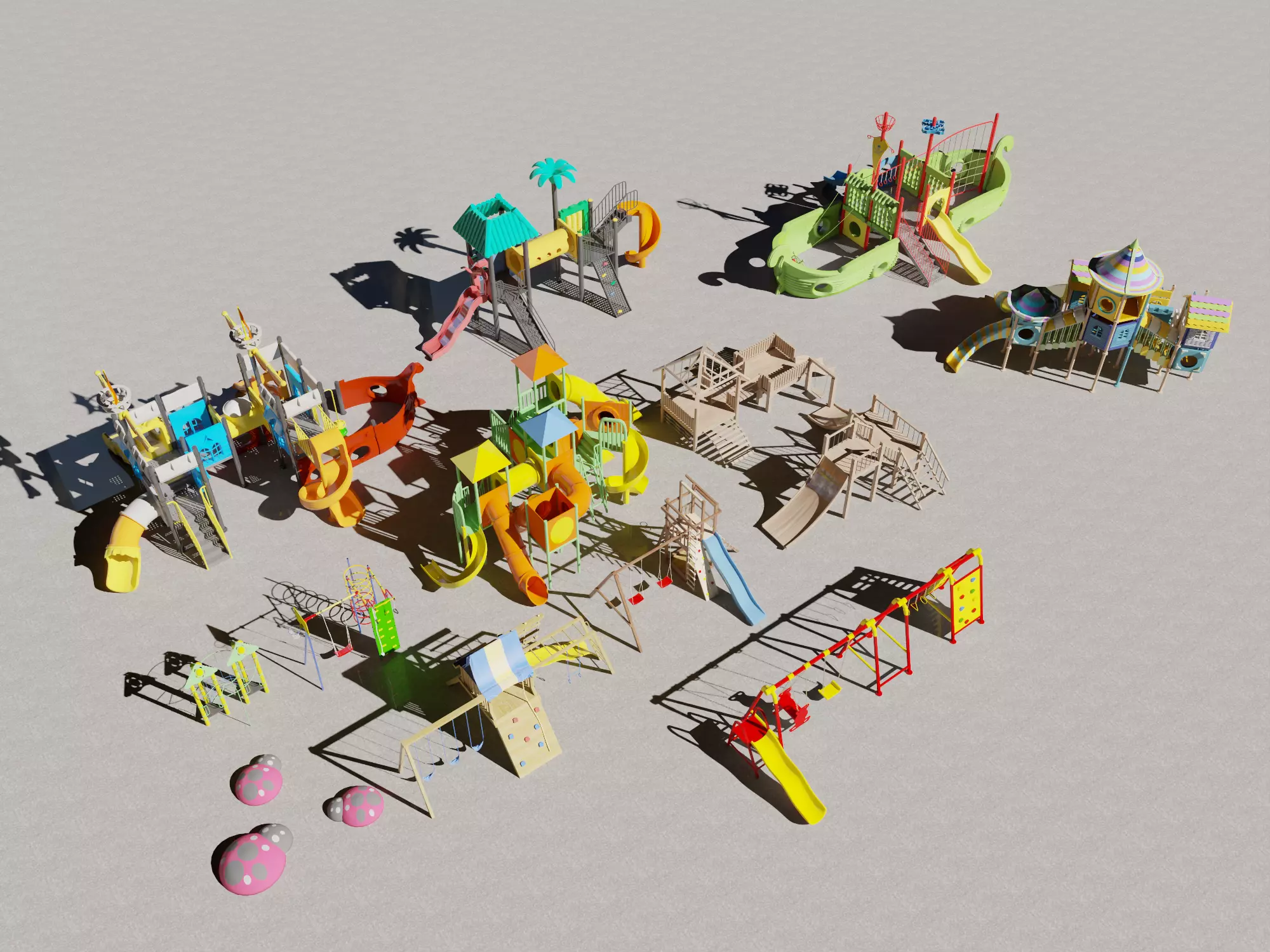 Colorful Childrens Playground Set Low-poly 3D model