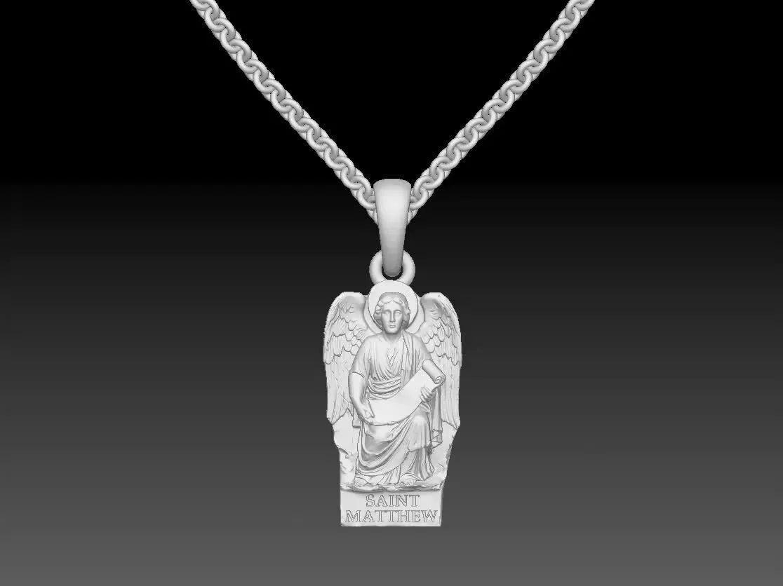 3D Model St Matthew Pendant - Jewelry CAD STL File for Casting 3D print model
