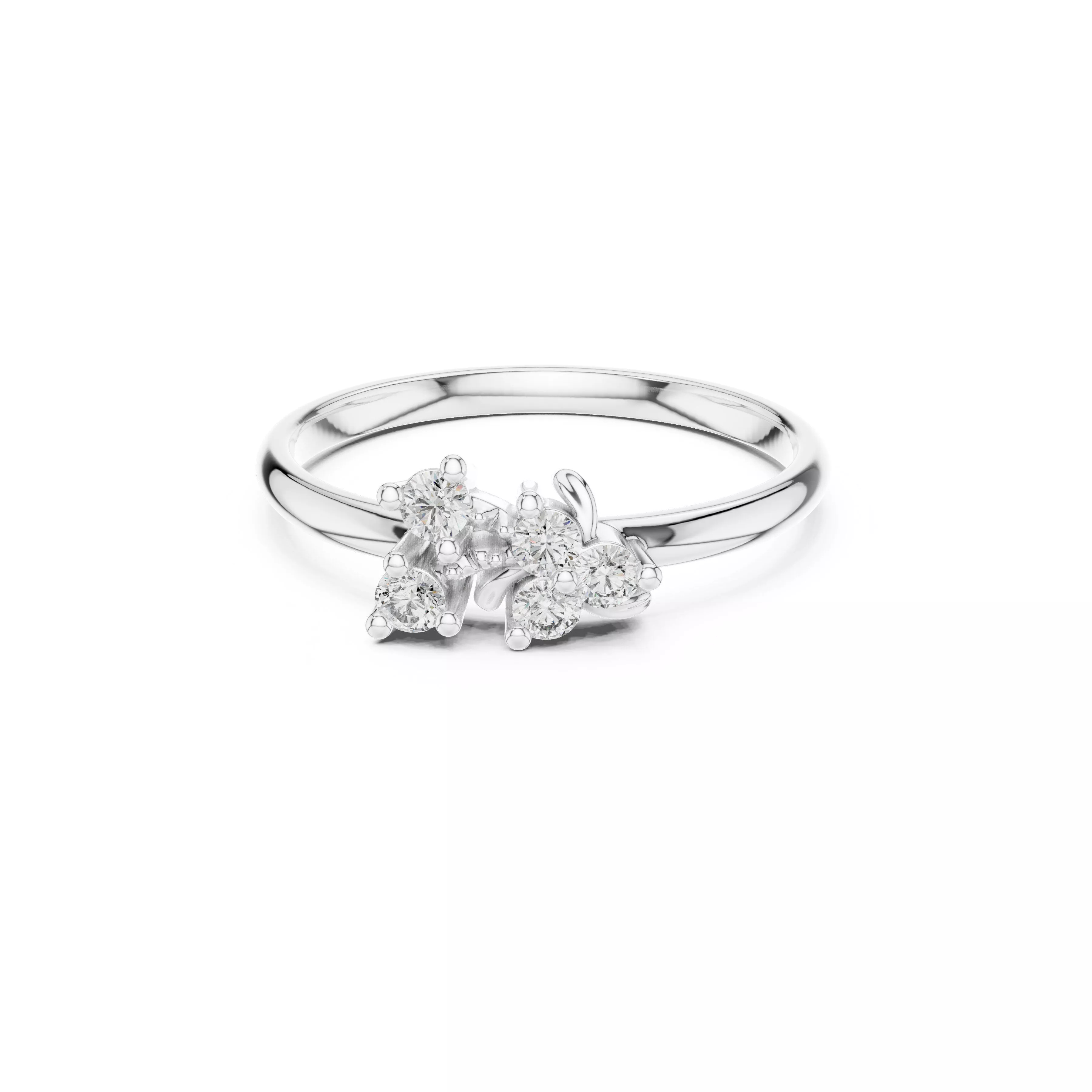 Bespoke Floral Diamond Gold Ring 3DM STL CAD File - 53 3D print model