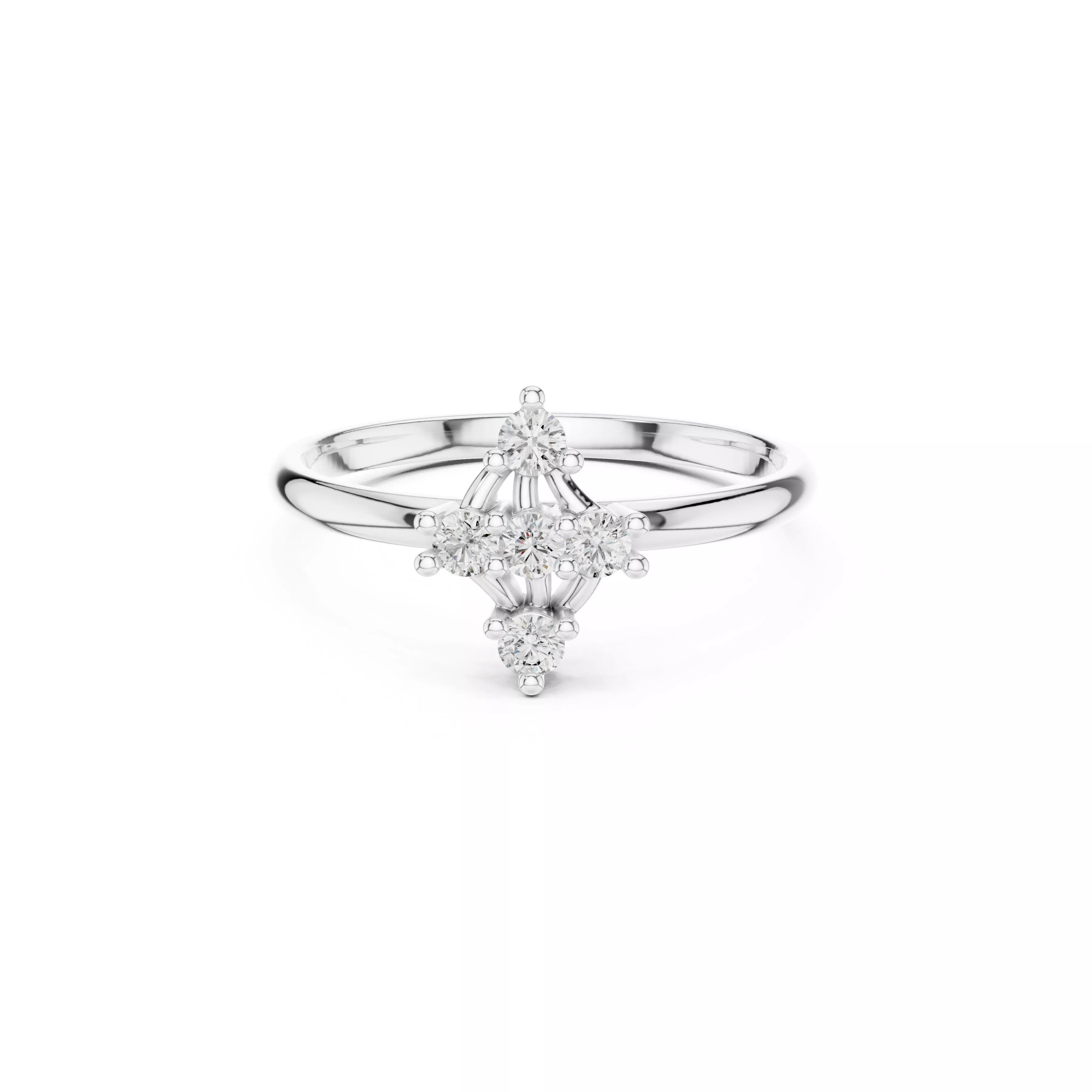Bespoke Floral Diamond Gold Ring 3DM STL CAD File - 50 3D print model