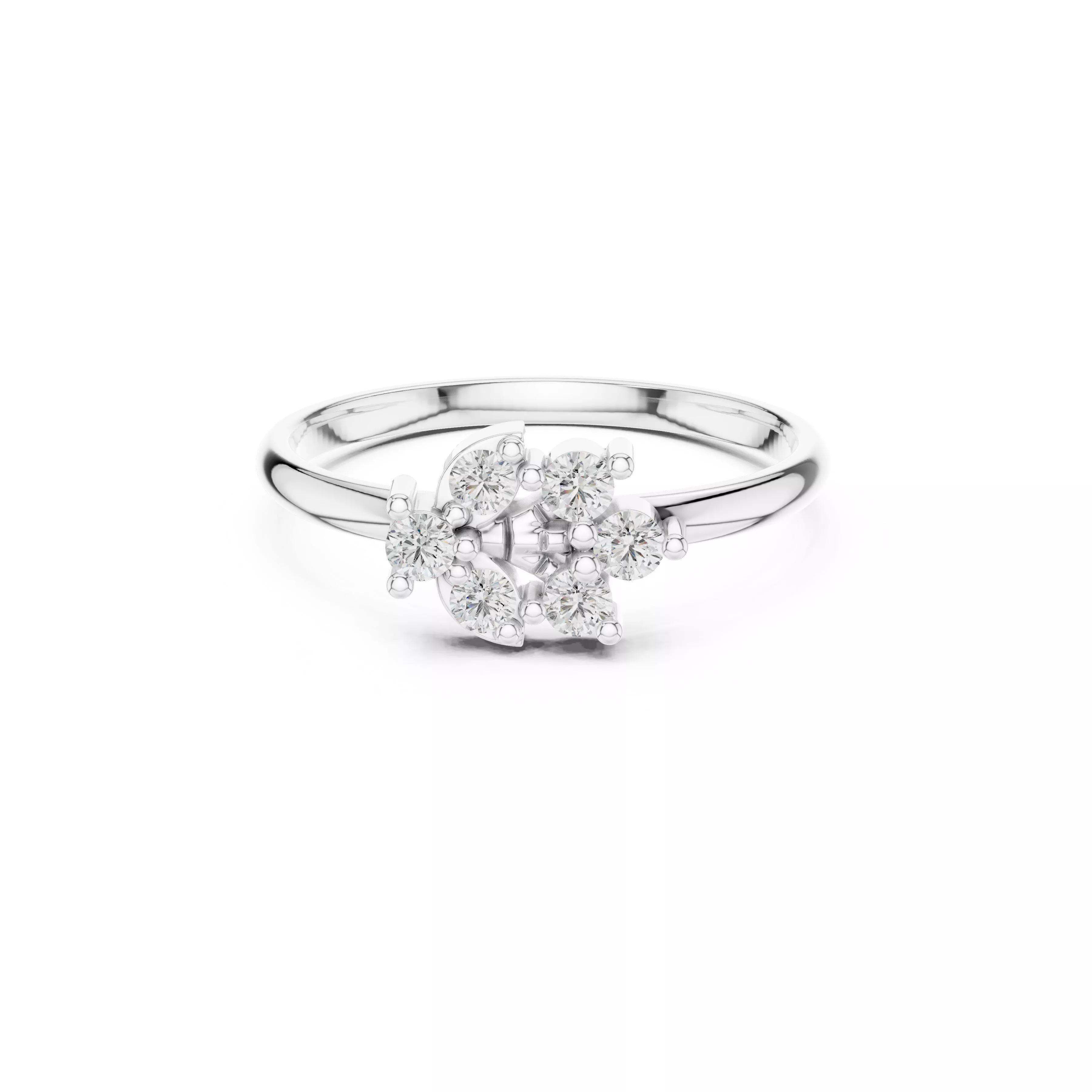 Bespoke Floral Diamond Gold Ring 3DM STL CAD File - 56 3D print model