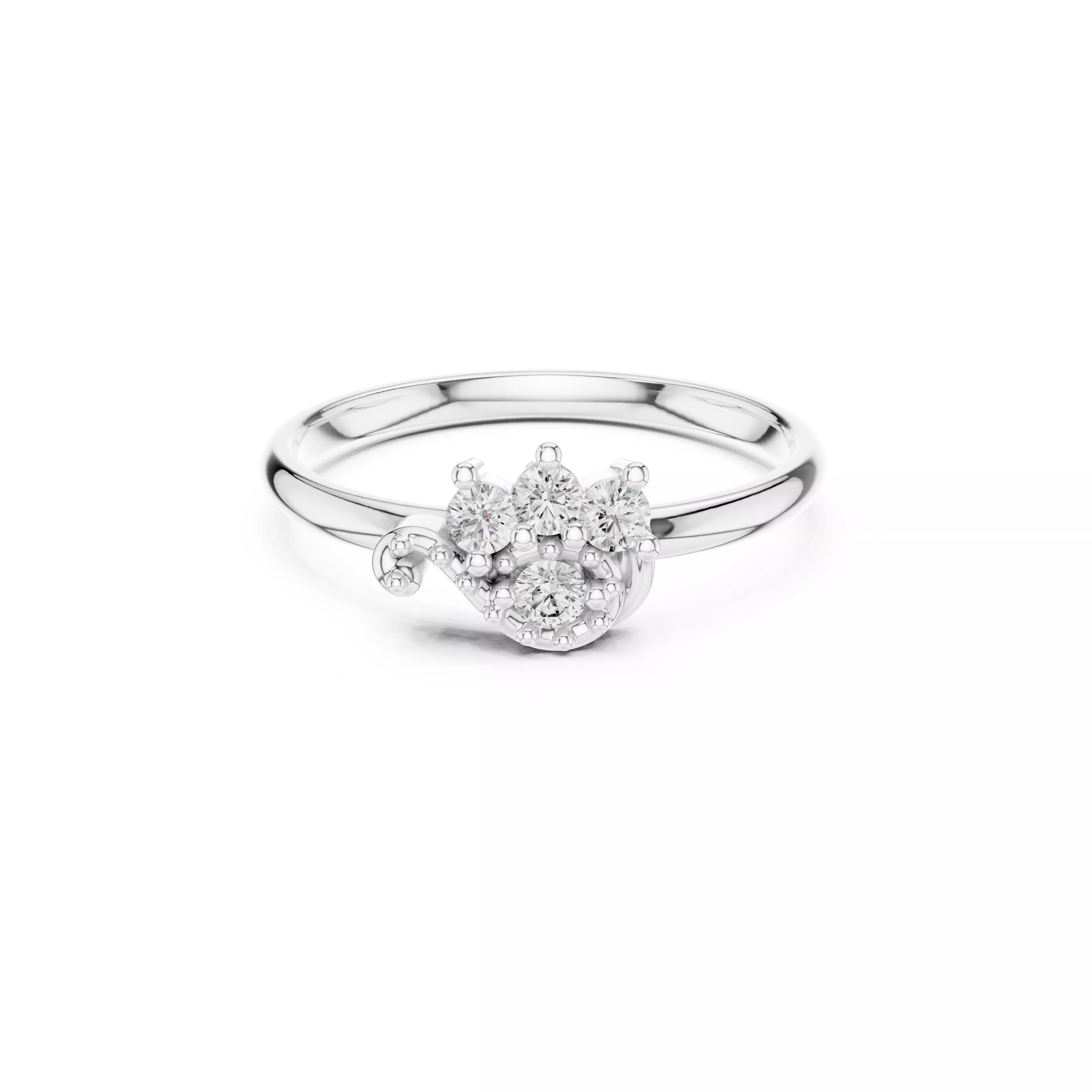 Bespoke Floral Diamond Gold Ring 3DM STL CAD File - 54 3D print model