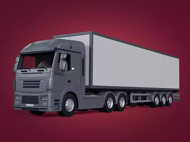 Generic Semi Trailer Large Container Truck 3D model