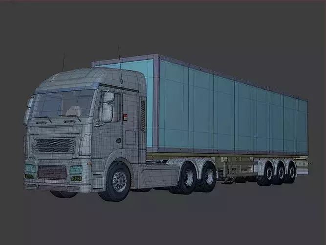 Generic Semi Trailer Large Container Truck 3D model 3