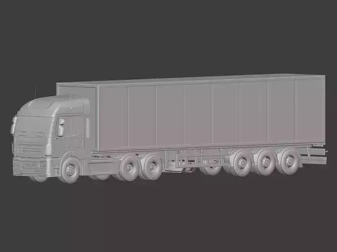 Generic Semi Trailer Large Container Truck 3D model 4