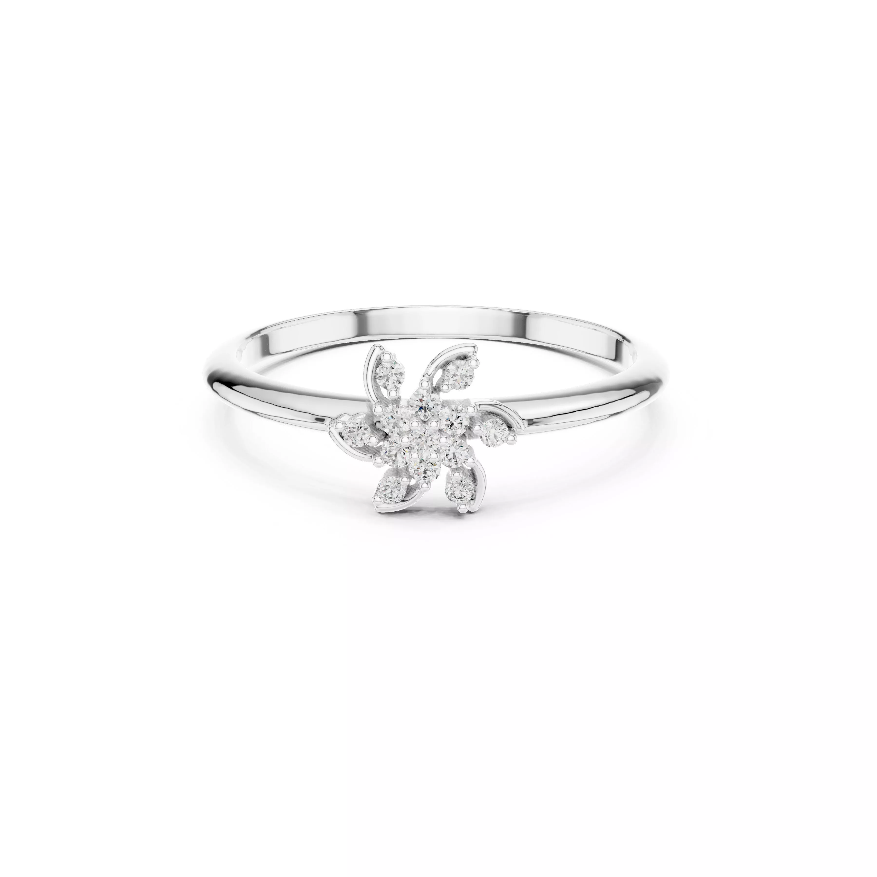 Bespoke Floral Diamond Gold Ring 3DM STL CAD File - 49 3D print model