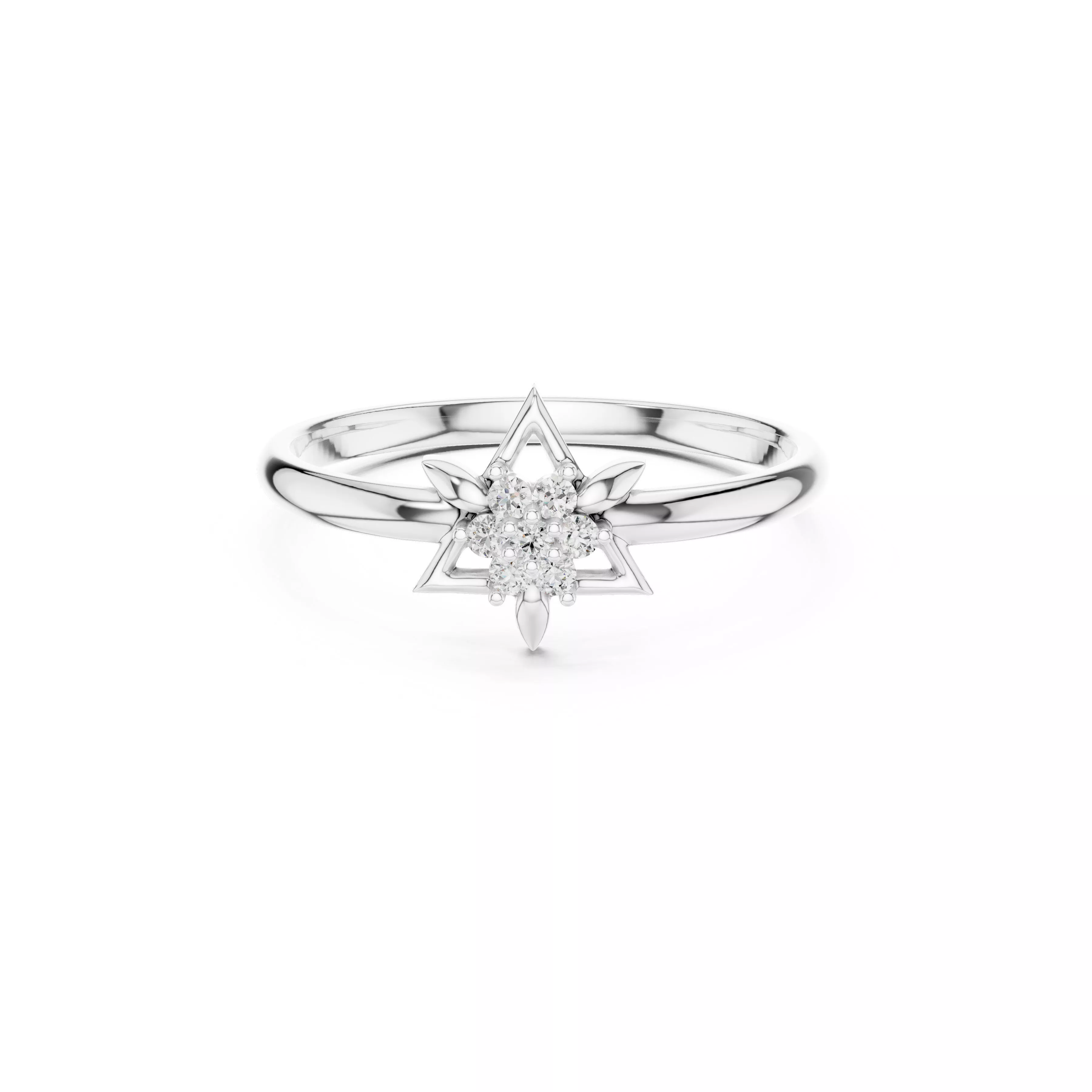 Bespoke Floral Diamond Gold Ring 3DM STL CAD File - 47 3D print model