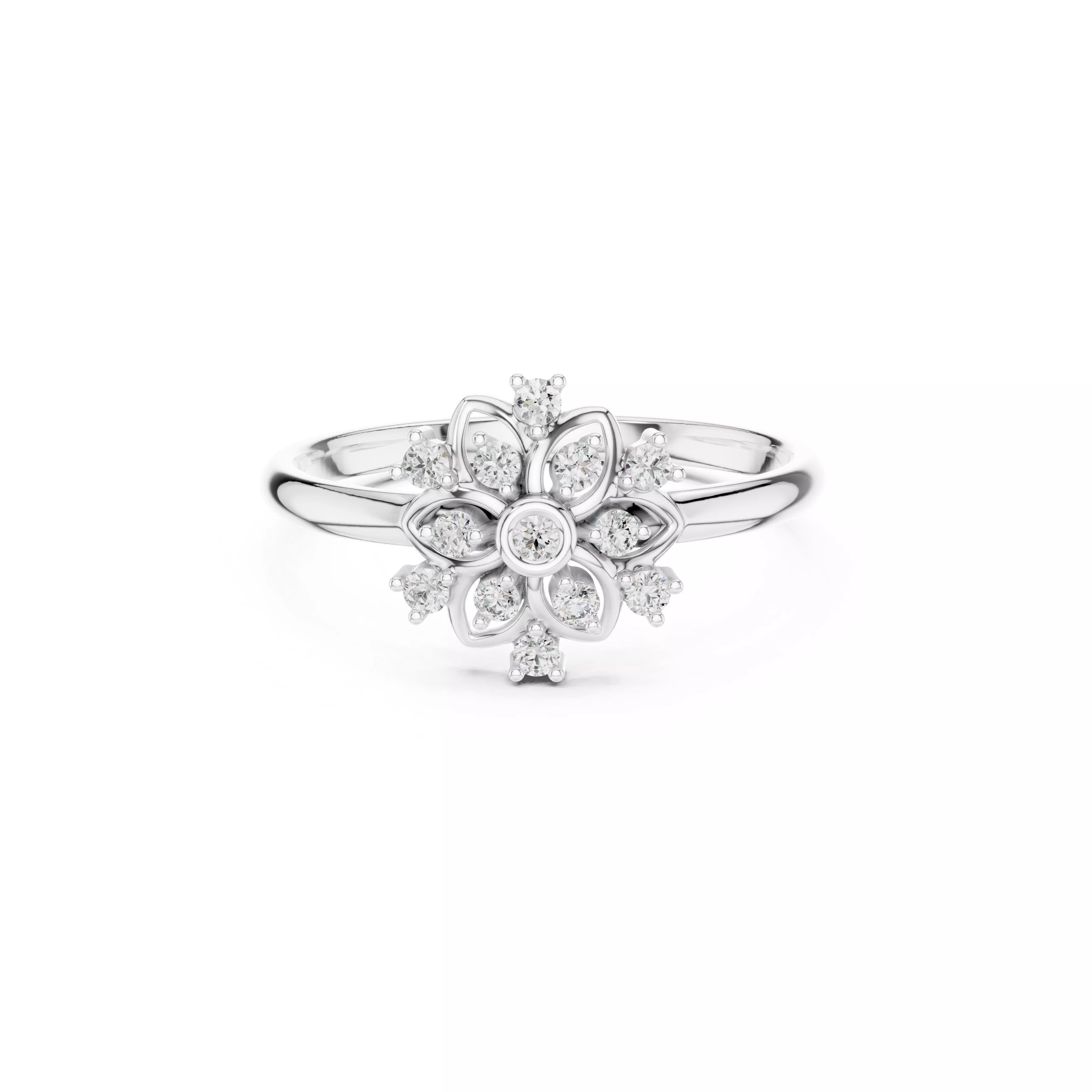 Bespoke Floral Diamond Gold Ring 3DM STL CAD File - 46 3D print model