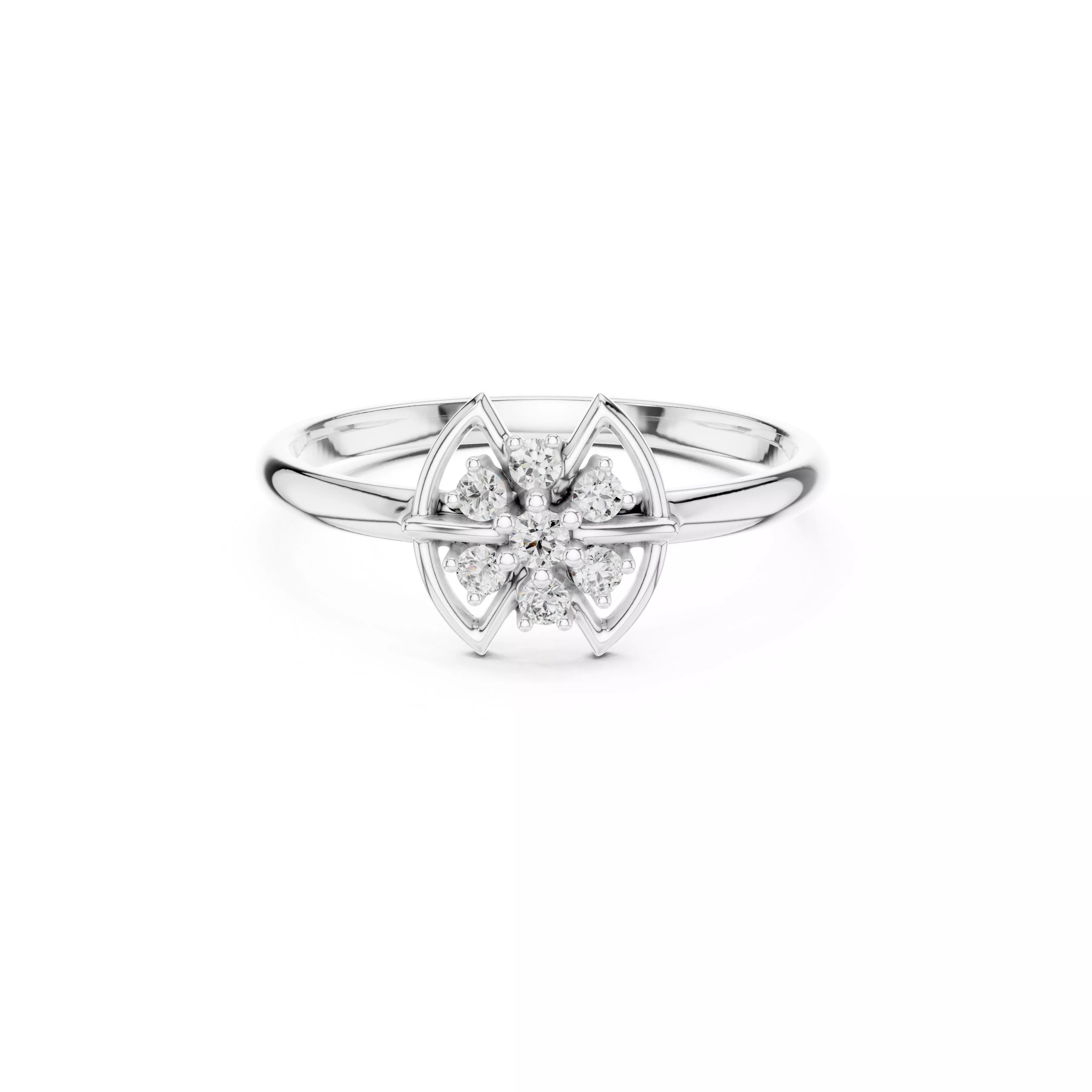 Bespoke Floral Diamond Gold Ring 3DM STL CAD File - 45 3D print model