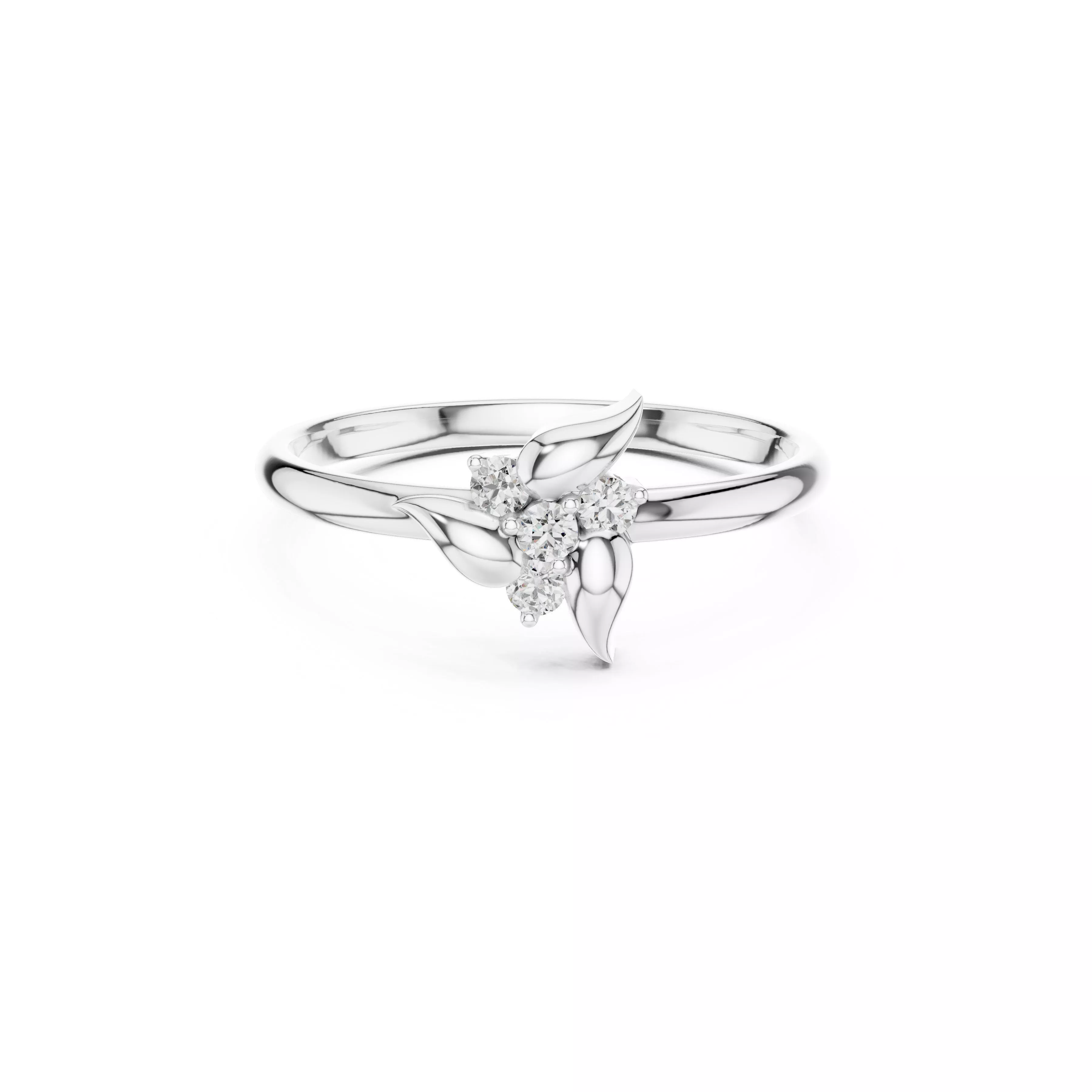 Bespoke Floral Diamond Gold Ring 3DM STL CAD File - 44 3D print model