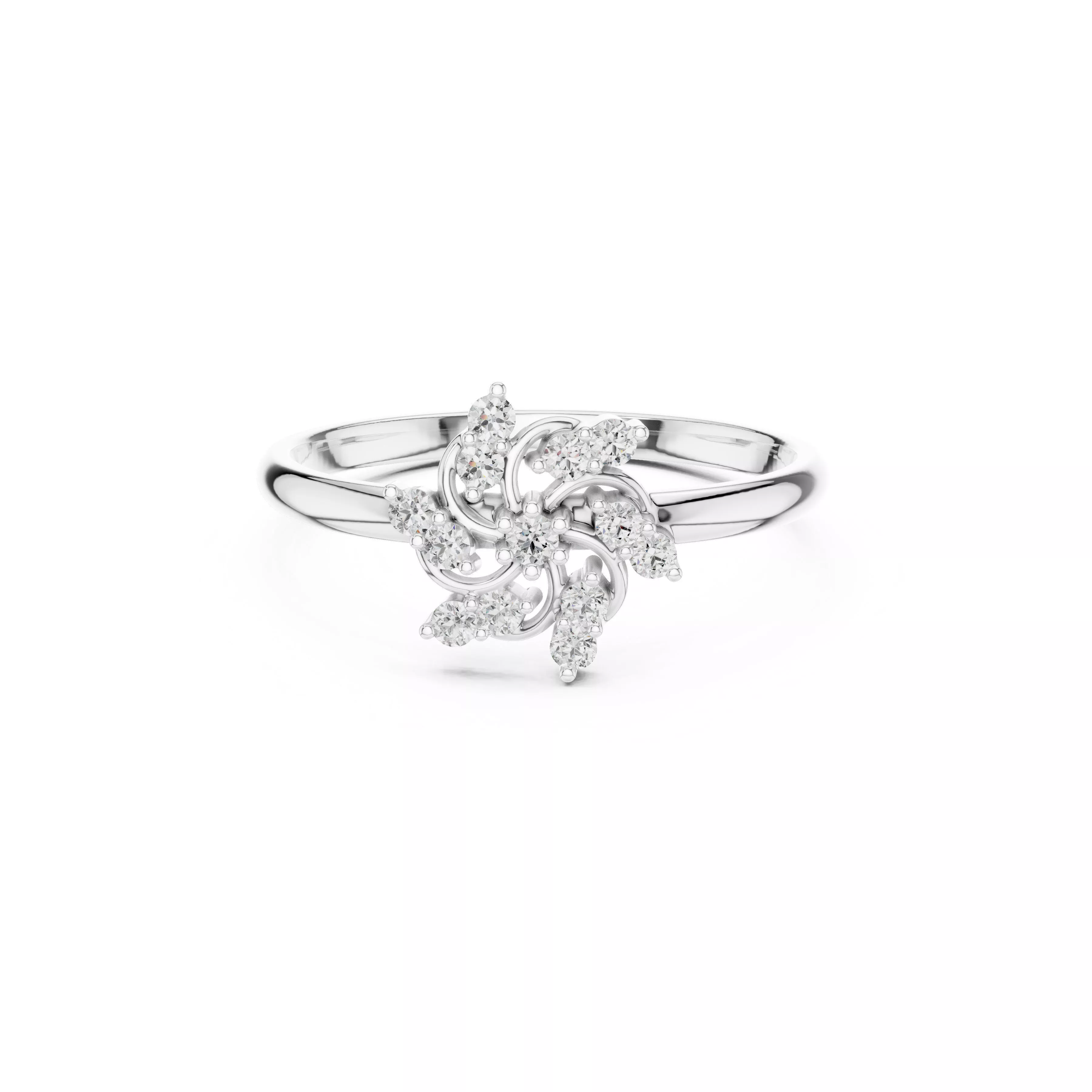 Bespoke Floral Diamond Gold Ring 3DM STL CAD File - 43 3D print model
