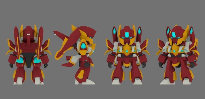 Super Mecha 9 - Tareak of Code Name T3123 Low-poly 3D model