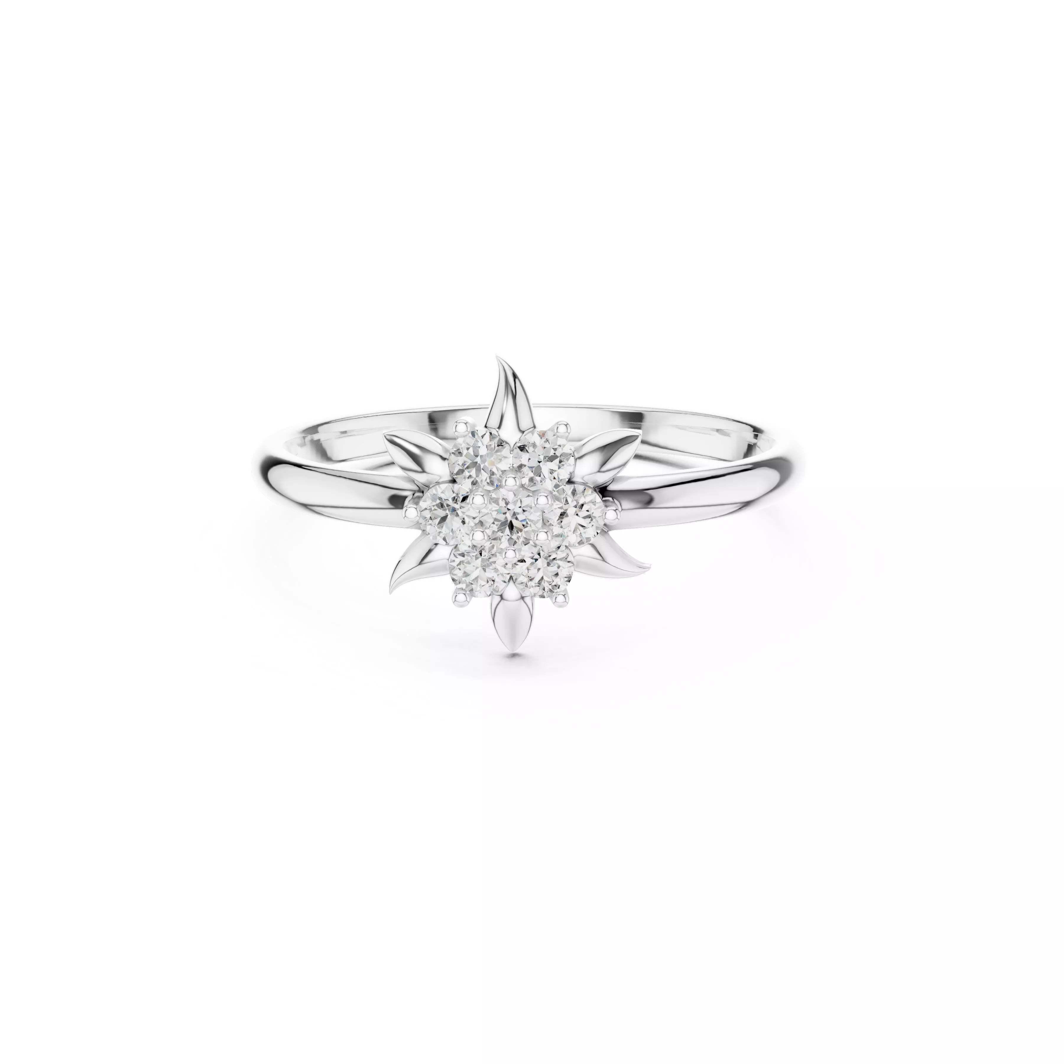 Bespoke Floral Diamond Gold Ring 3DM STL CAD File - 42 3D print model