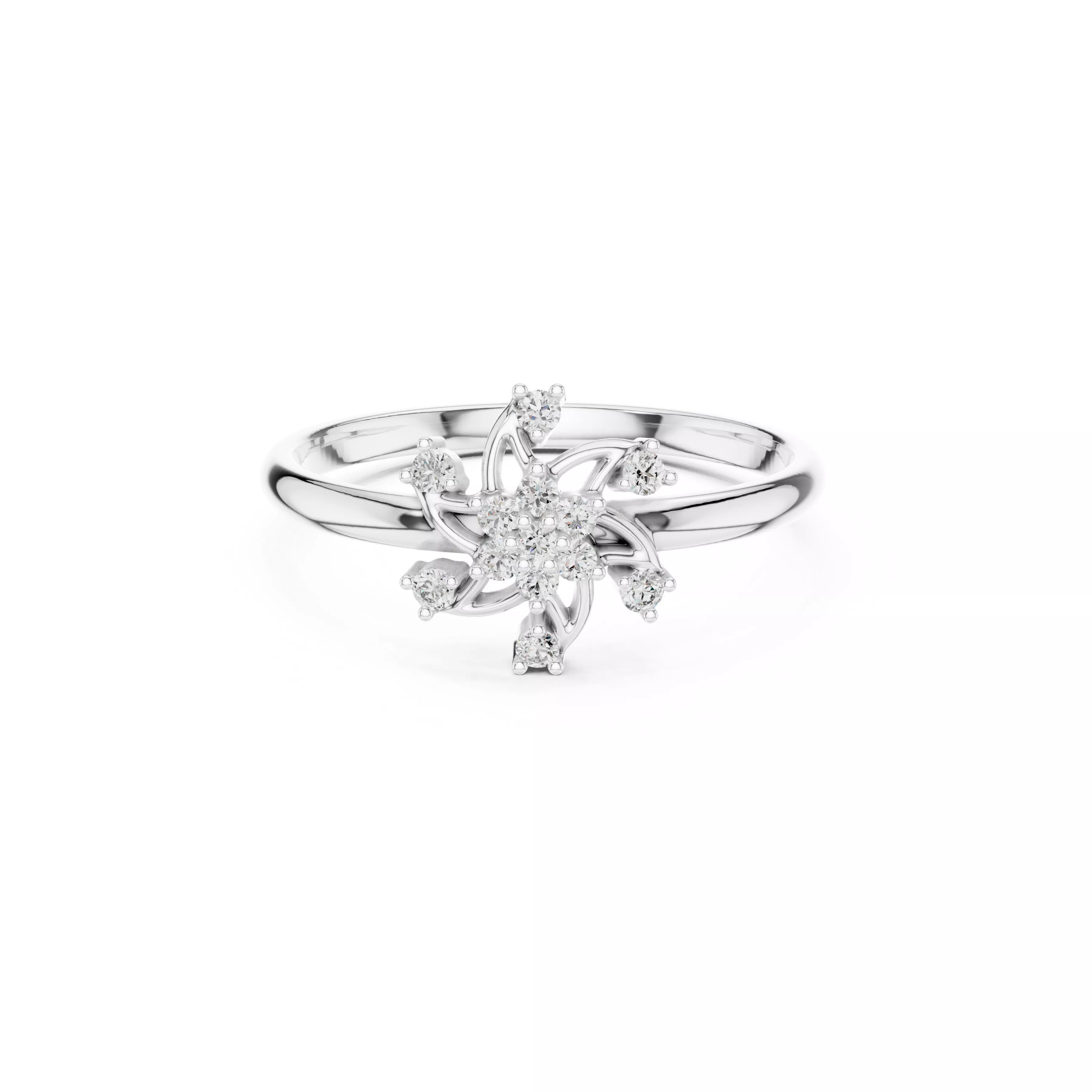 Bespoke Floral Diamond Gold Ring 3DM STL CAD File - 39 3D print model