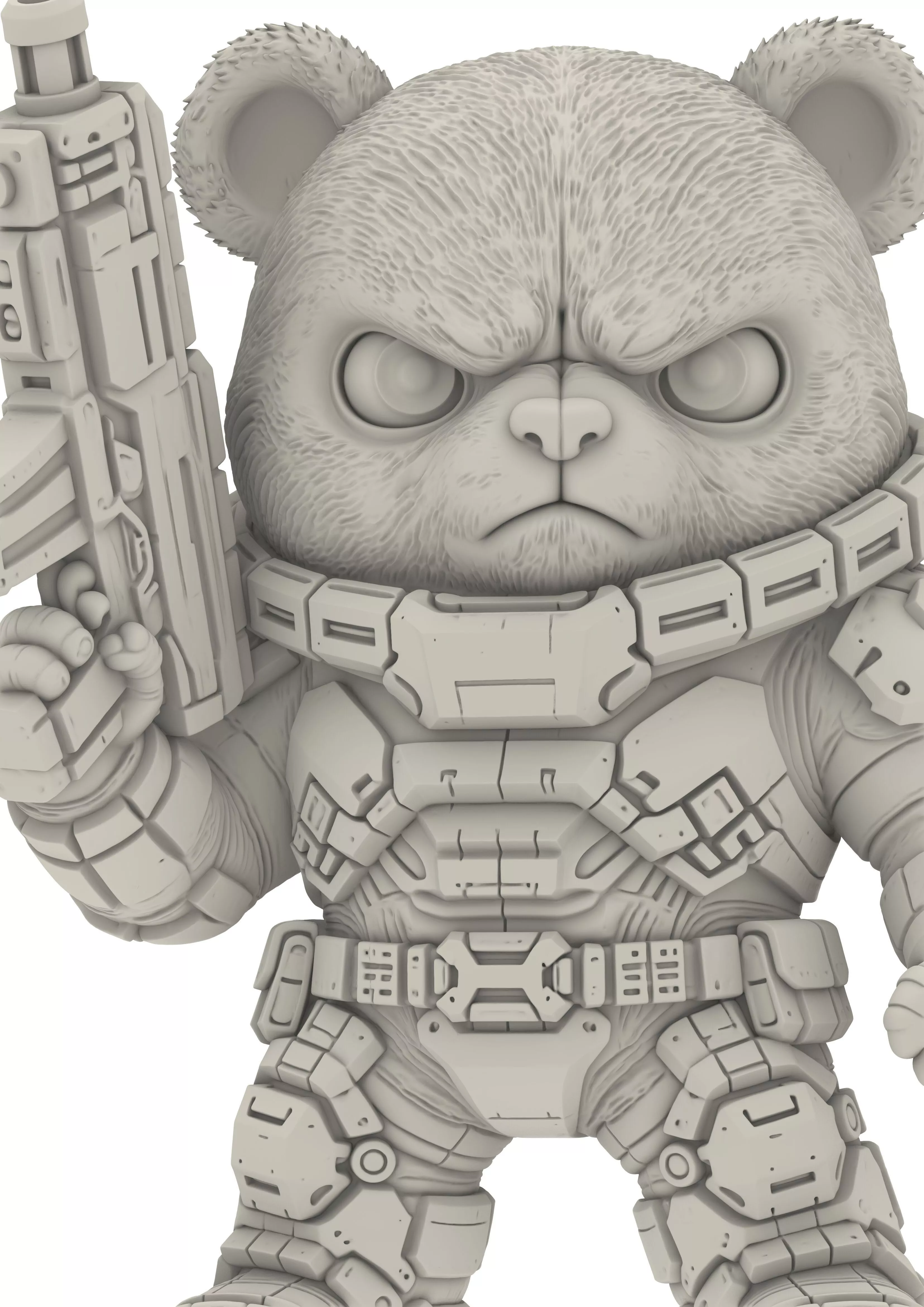 Chibi Panda Warrior Arts Sci-Fi Bear Panda Fighter 3D print model
